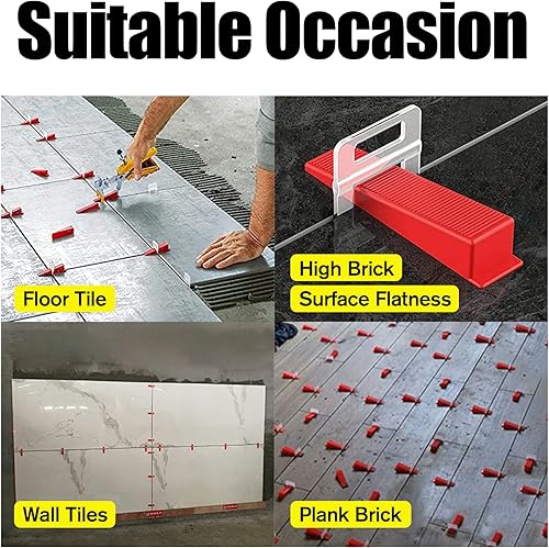Miniatura 5 de Sistema de nivelación de azulejos de 116 pulgadas con alicates para azulejos de piso, 300 clips espaciadores de nivelación y 100 cuñas