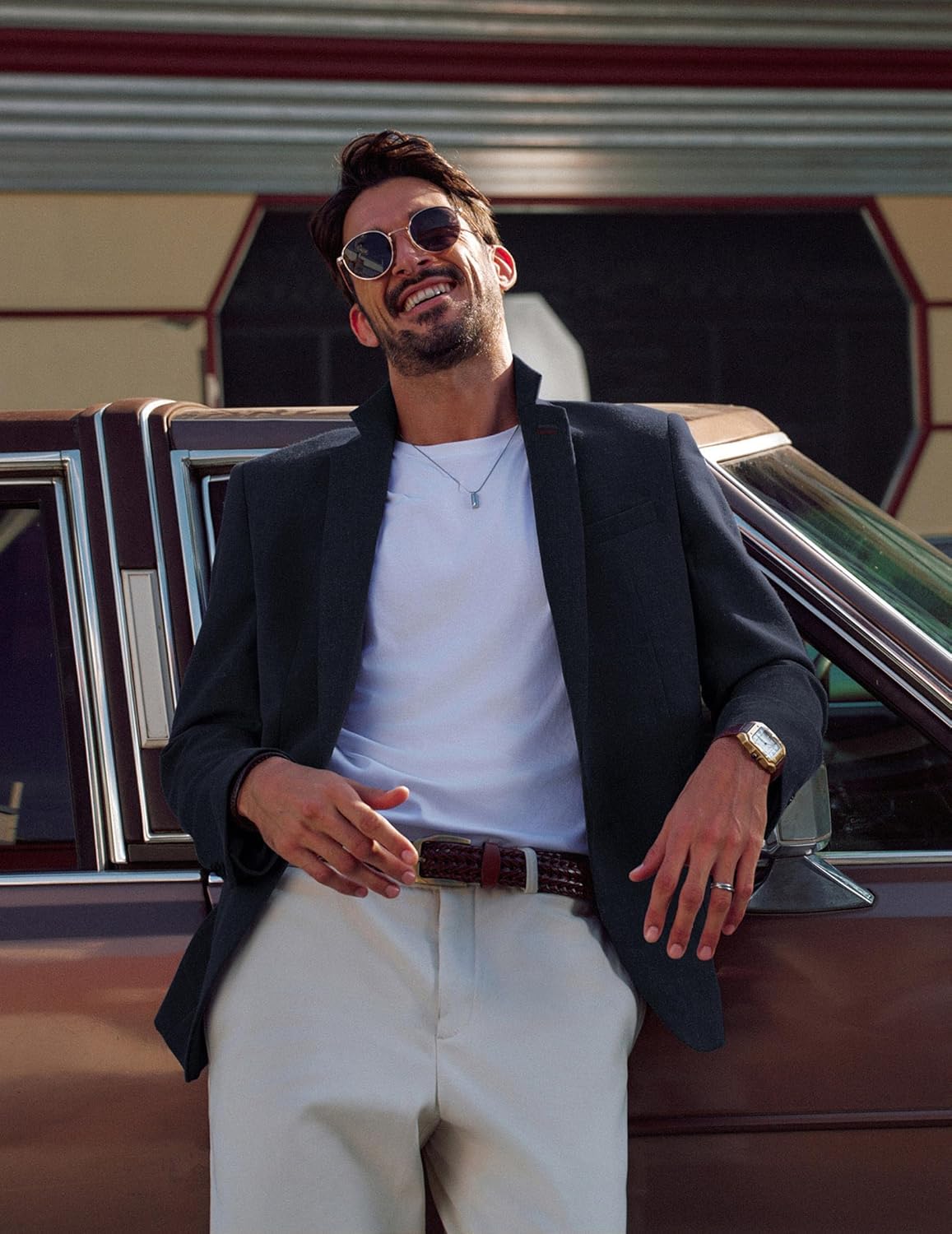 PJ PAUL JONES Mens Blazer Casual Sport Coats Lightweight One Button Suit Jacket for Summer - Image 3