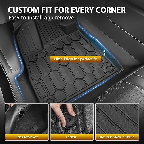 Vista 195 de Powerty Alfombras resistentes para BMW X3 2018 a 2024 y BMW X4 2019 a 2024, a medida para accesorios de X3 y X4, de elastómero termoplástico 3D