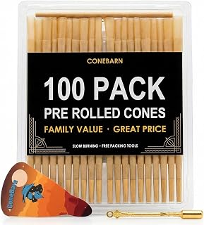 100 Pack | Rolling Papers Cones | Cones Pre Rolling Papers Rolled king Size with Filter Tips, Packing Stick & Scoop