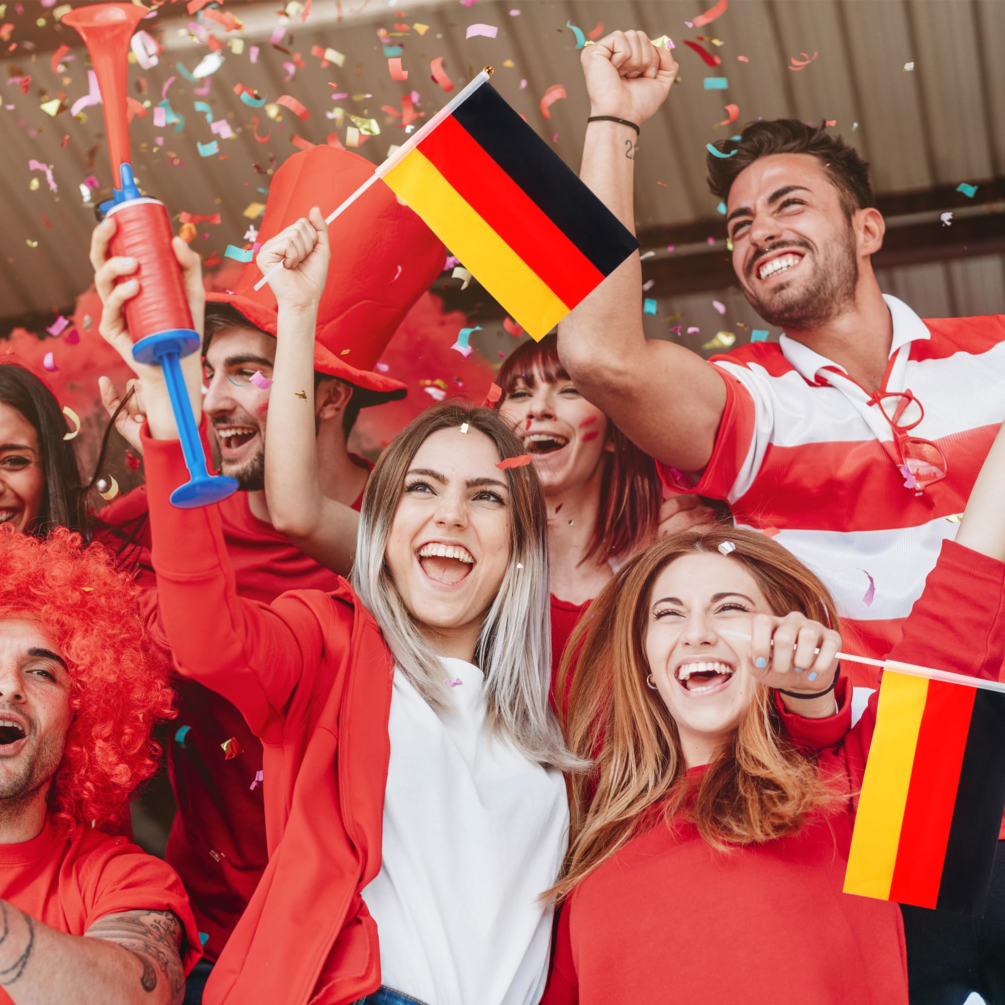 10pcs Small Germany Flags on Sticks & 2pcs Tattoos, Mini German Flags for Oly Games 2024, Football Sports Events - Image 4
