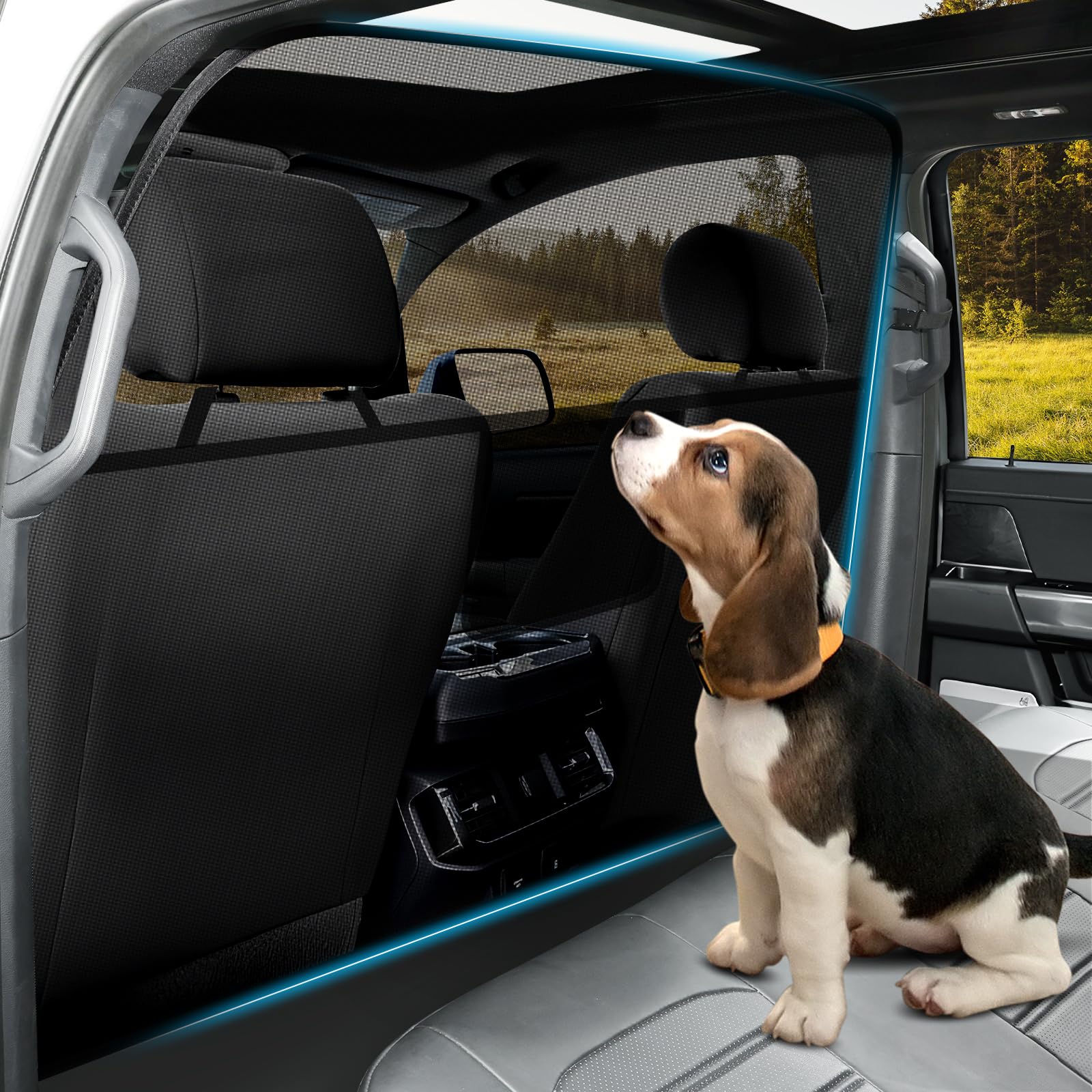 Automiim Dog Car Barrier Behind Front Seat, 51.2" Wide Car Pet Barrier One-Piece Design, Dog Car Divider Back Seat Barrier Small Crossover, Compact