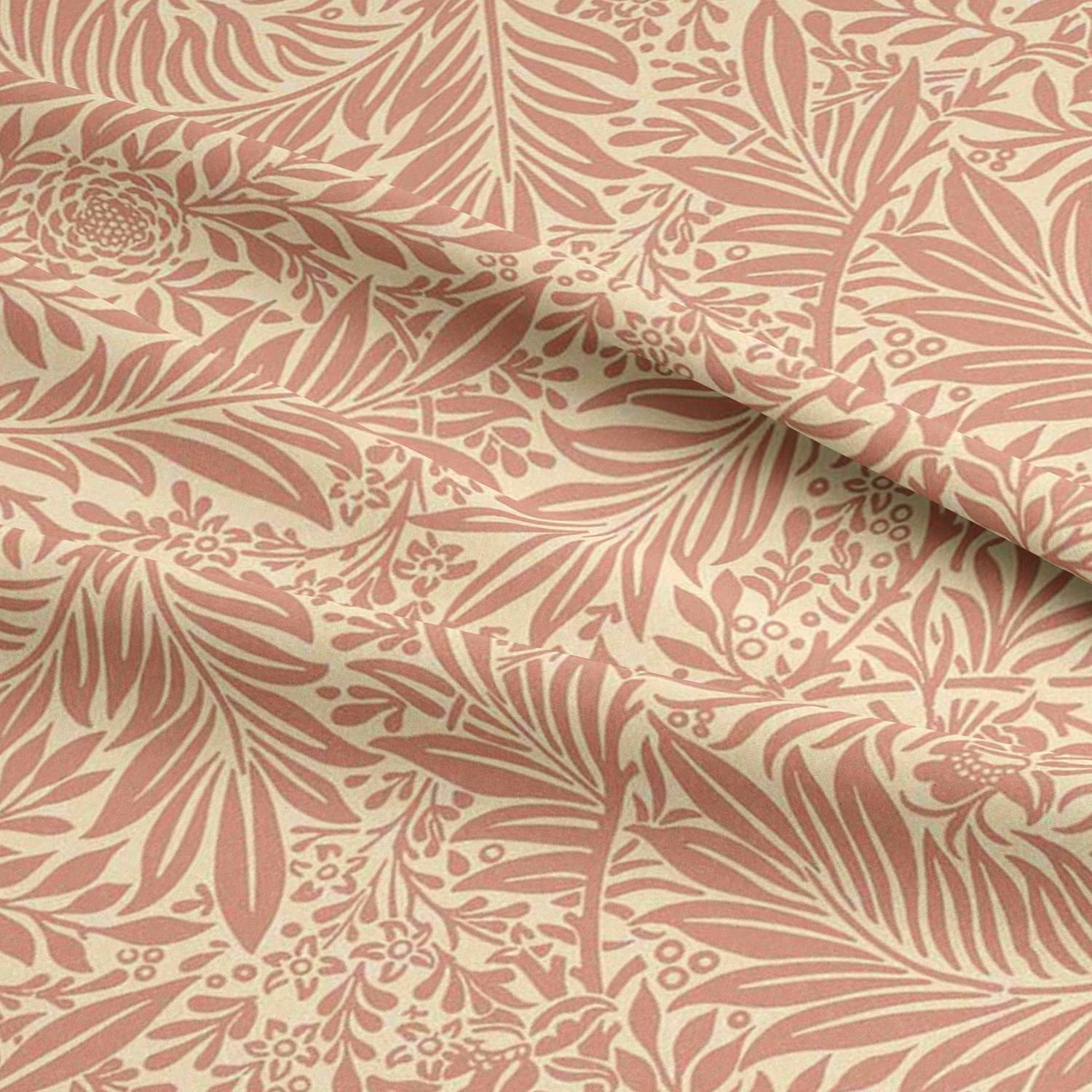 Glamour Secrets Pink Cotton Fabric - William Morris Larkspur Rose Floral Craft Fabric Material Metre
