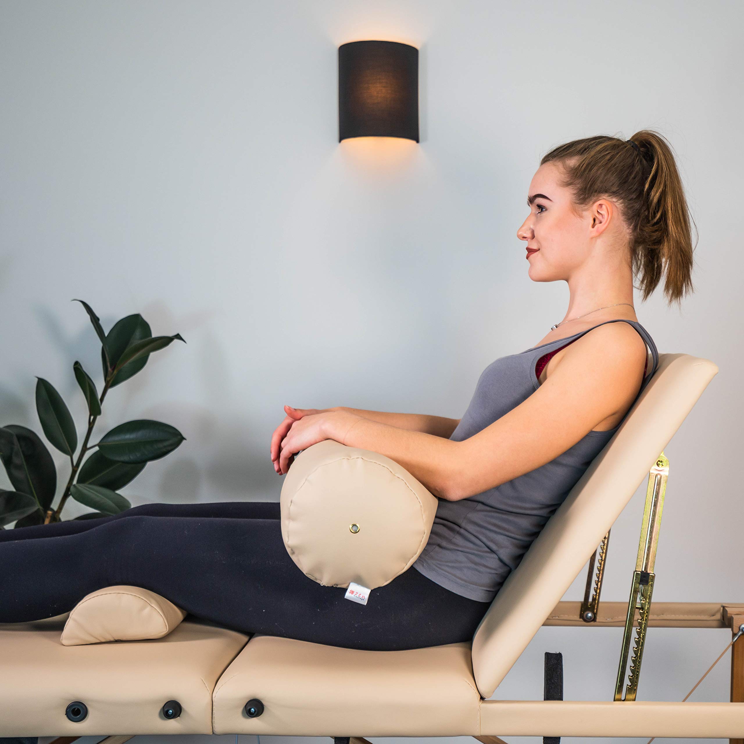 Zen – Cojin rulo Blando para camillas de Masaje y de Fisioterapia 20x20x66 cm - Cojin cilindrico para Cuello y Rodillas - Almohada cilindrica de Espuma con Funda de Cuero sintético PU Azul Real