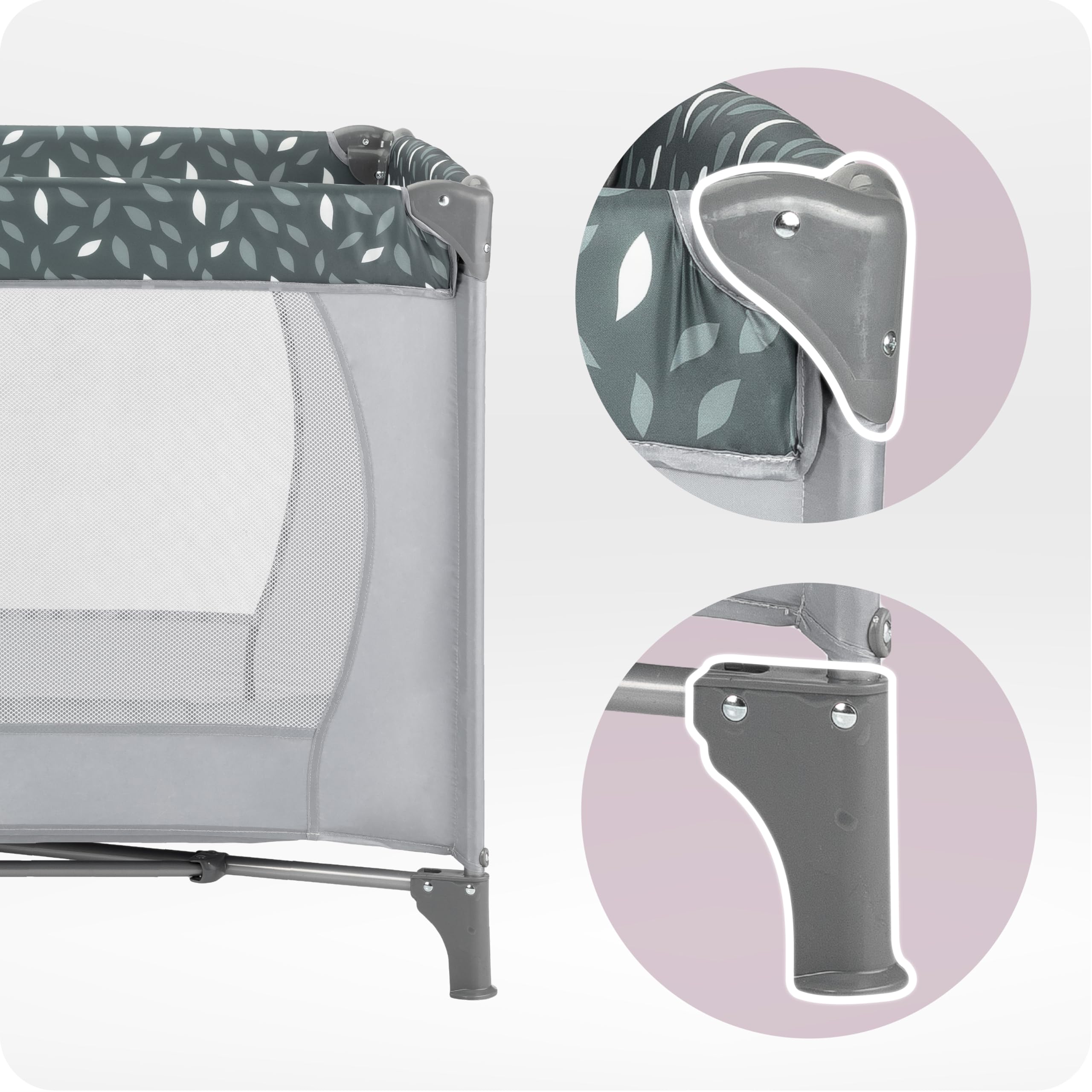 Momi Lit de Voyage BELOVE, pour Les Enfants Jusqu’à 15 kg de Poids corporel, Largeur 65 x Longueur 125 x Hauteur 78 cm (plié 21 x 23 x 80 cm), lit de Voyage pour Enfants avec Matelas, 2 Roues