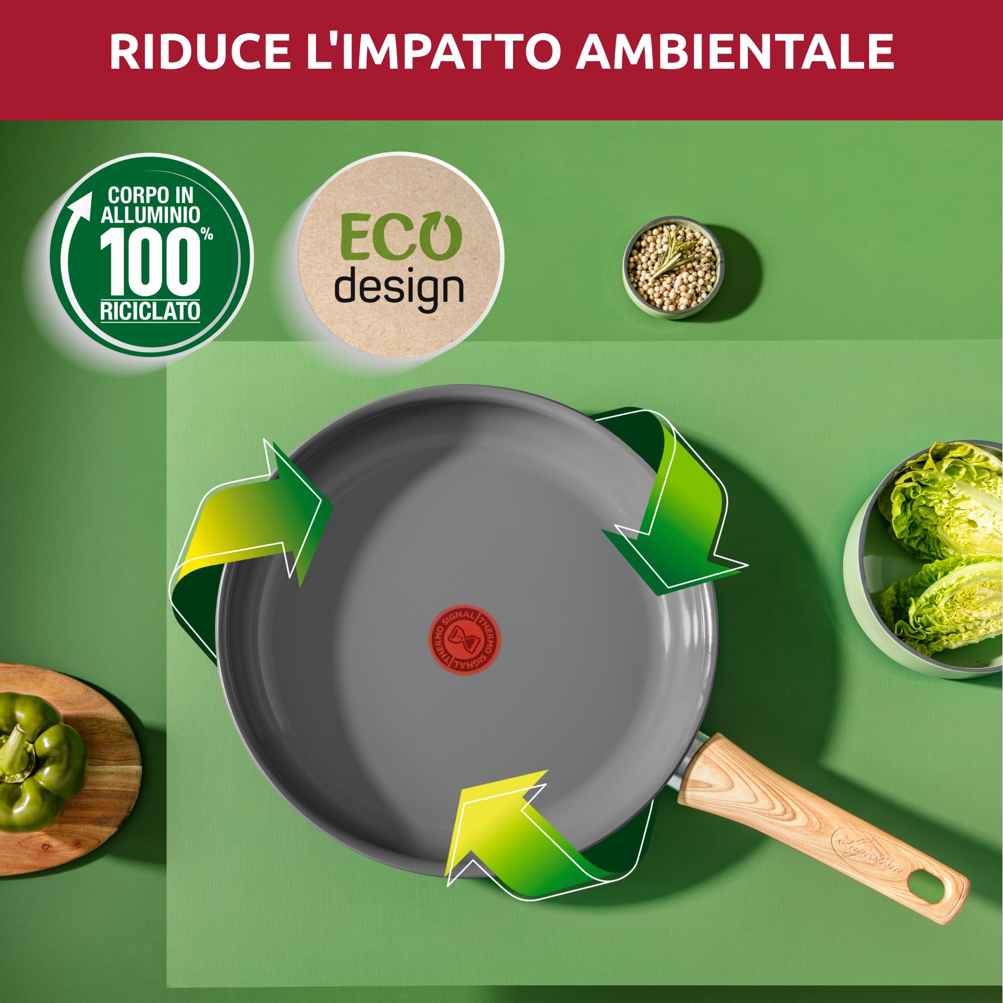 Lagostina Vivissima, Padella Antiaderente 30 cm con Manico Lungo, Rivestimento in Ceramica, Riscaldamento Rapido e Cottura Uniforme, Adatto a Tutte le Fonti di Calore Inclusa Induzione