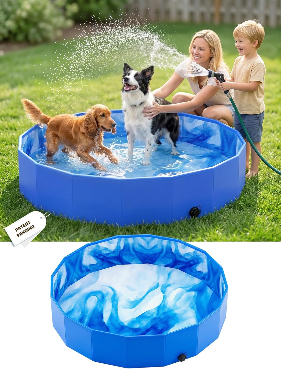 2026 Foldable Dog Kiddie Pool,Portable Hard Plastic Dog Pool,Thickened Kids Swimming Pool For Small Dogs,Collapsible Pet Pool,NonSlip Foldable Plastic Dog Wading Pool,Bathtub For Puppy,32*8in