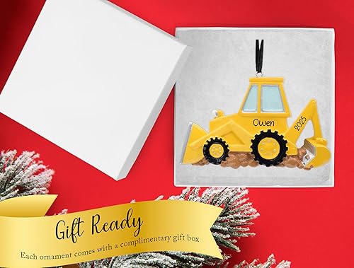 Miniatura 4 de Adorno de Navidad personalizado para retroexcavadora 2025, personalización gratuita  Excavadora amarilla, excavadora poderosa, adorno de excavadora