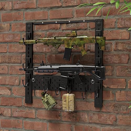 Miniatura 3 de Estantes para armas de pared, estante horizontal de acero resistente para rifle de espada, estante de almacenamiento para cinturón de casco de