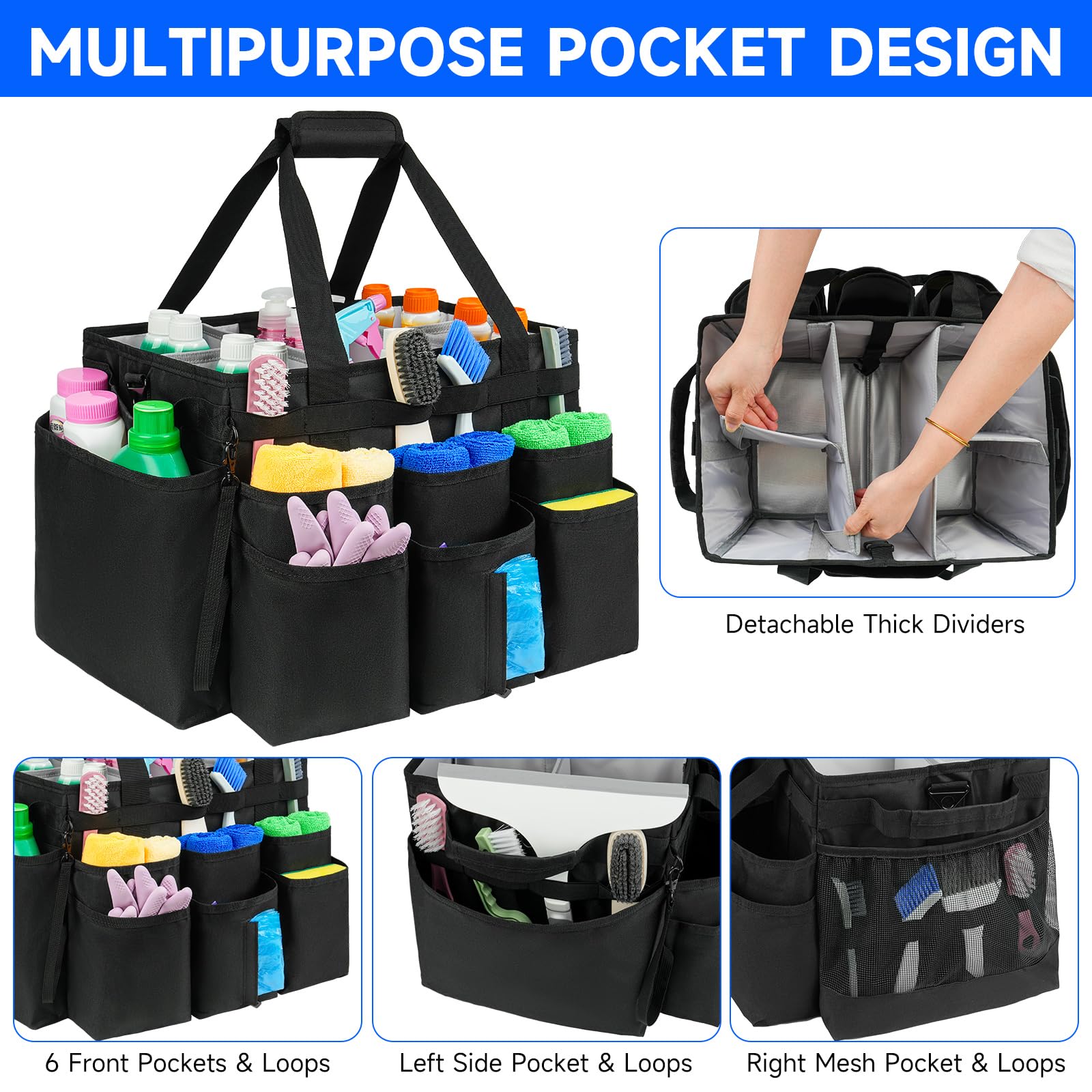 Panier De Nettoyage Avec Poignée, Grand Sac De Nettoyage à Roulettes