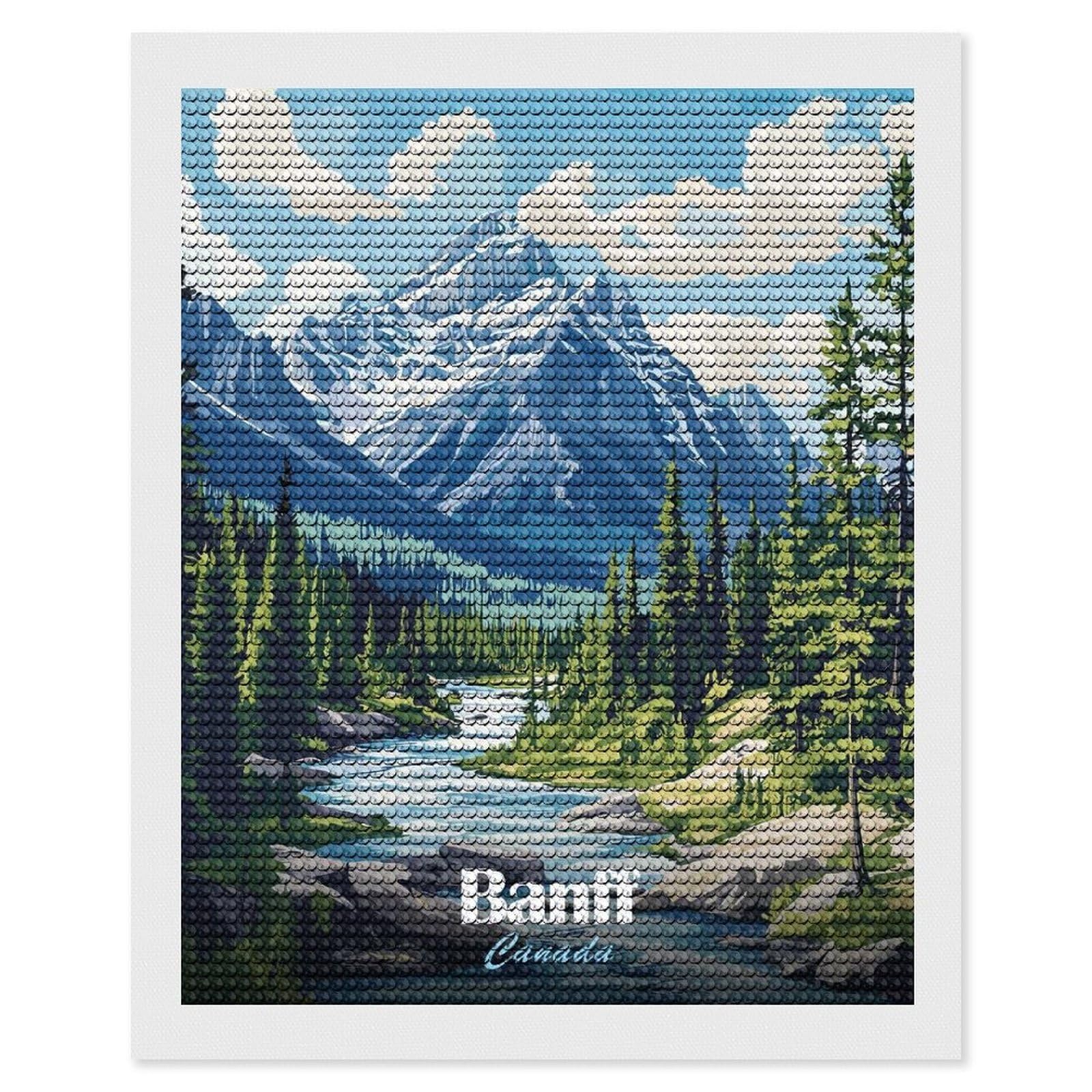 Junmoney Banff National Park Landscape(4) Diamond Painting Canvas Set 16"x20", Mindful Craft Activity, Nice Detail and Sparkle, Farmhouse Decor, Birthday Gift