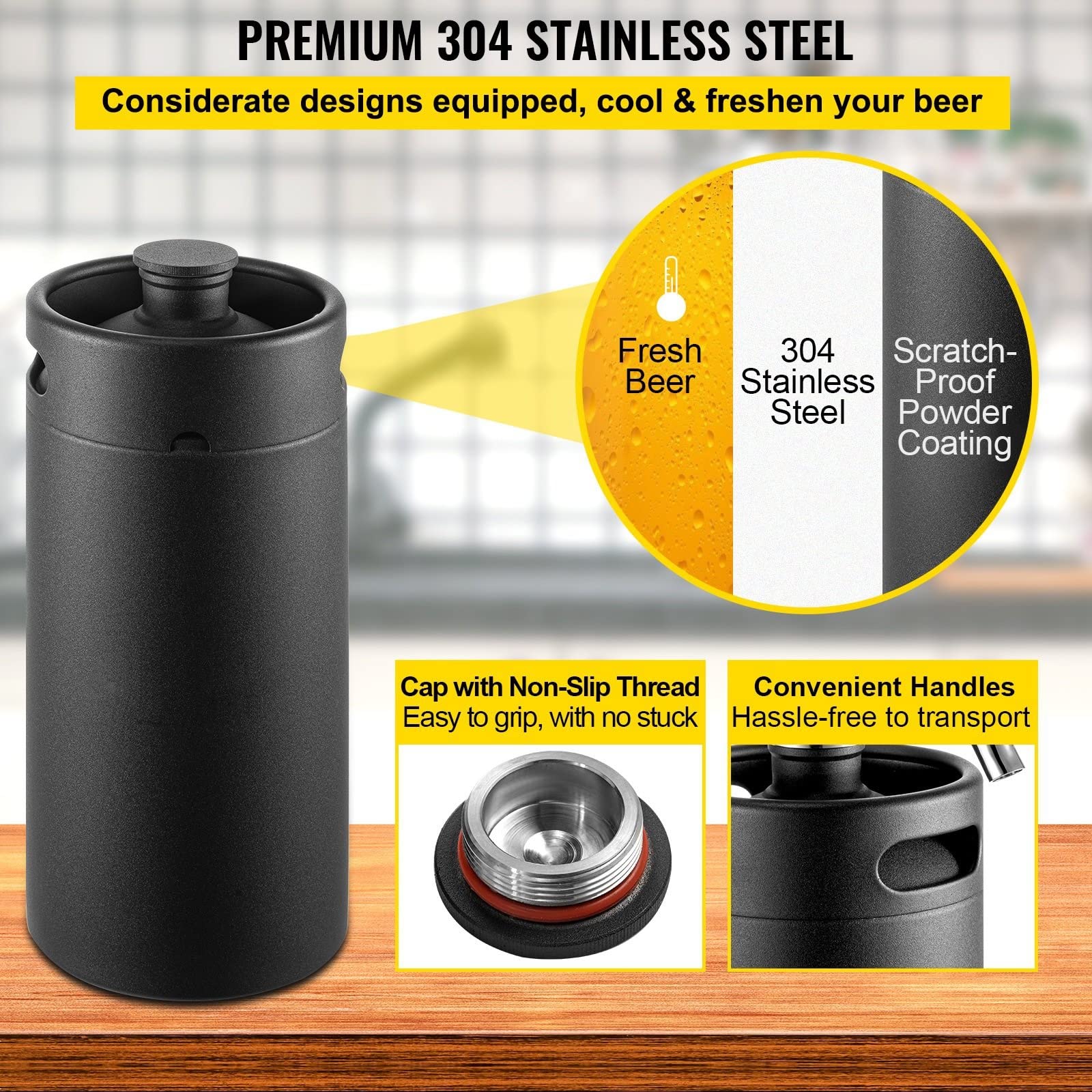 Distributeur de bière Pression réglable en Acier Inoxydable, Mini-grogneur de 3,6/4/5/8 L, équipement de Brassage à Domicile (3,6 L, Rouge)