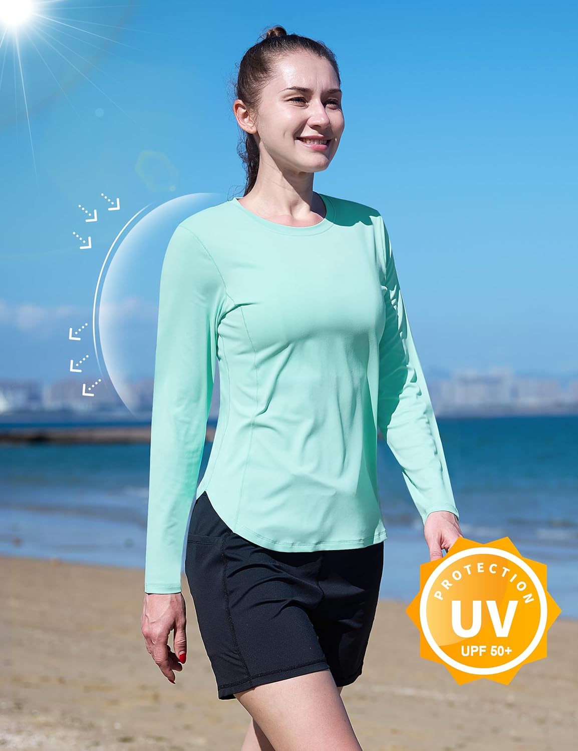 Women's Sun Shirt UPF 50+ UV Protection Long Sleeve Workout Tops Quick Dry SPF Rash Guard for Swim Hiking - Image 5
