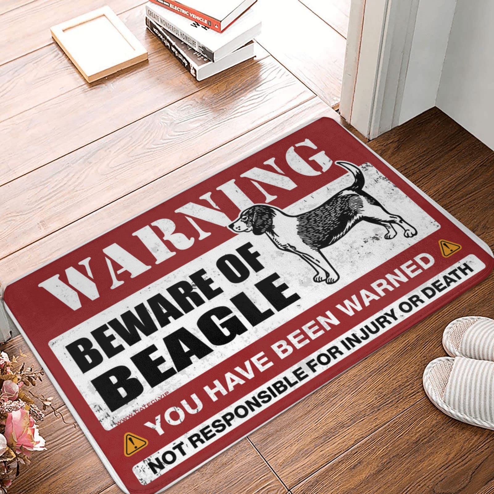 Maty pod drzwi wejściowe, do wewnątrz, 'Beware of Beagle', wycieraczka, maty do drzwi wejściowych, na zewnątrz, do jaskini męskiej (65 x 90 cm)