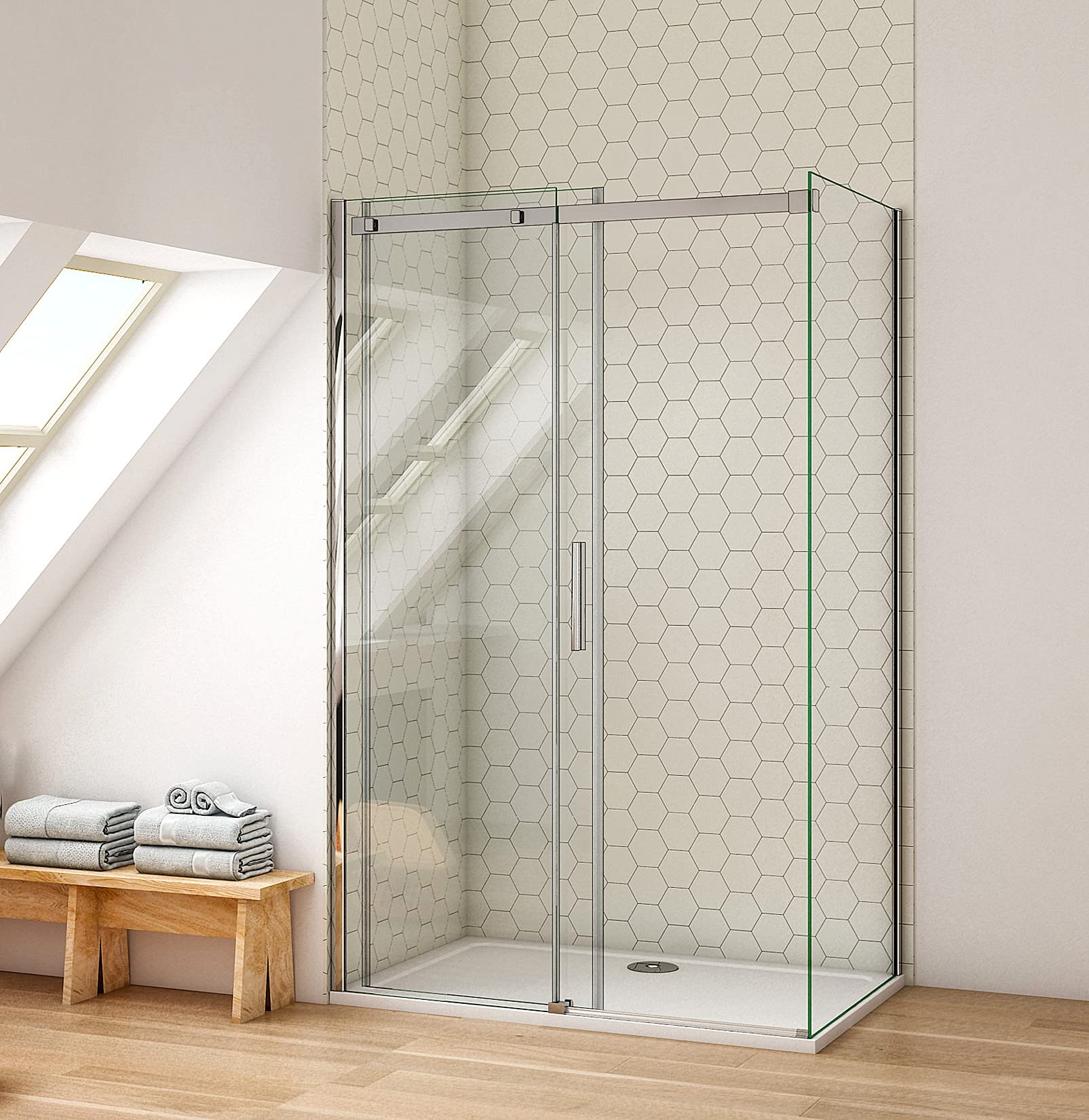 Aica Sanitär Duschkabine Schiebetür Duschabtrennung Duschwand 120x80cm mit 8mm Nano Glas 195cm Höhe