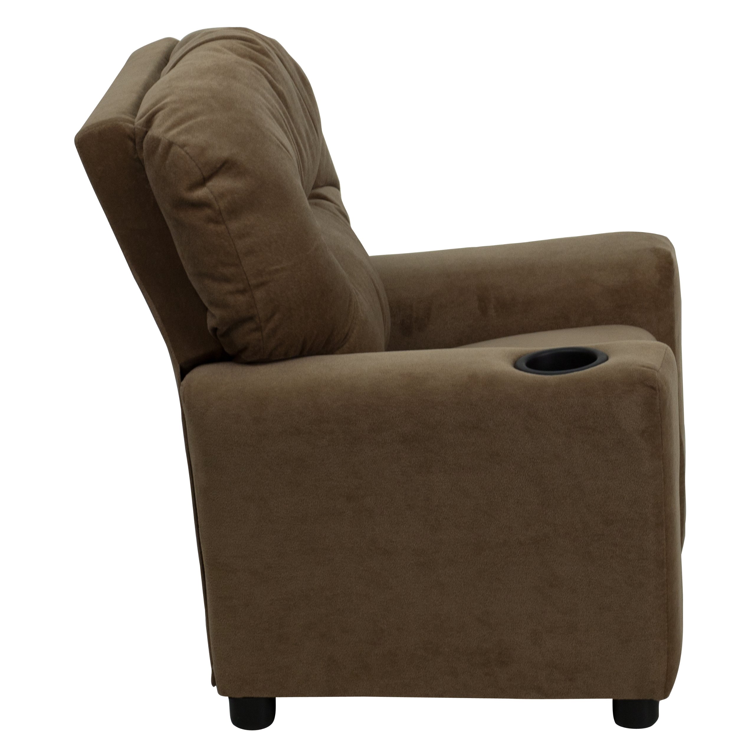 Flash Furniture Lehnsessel für Kinder, modern, mit Becherhalter, Holz, braune Mikrofaser, 1 Stück