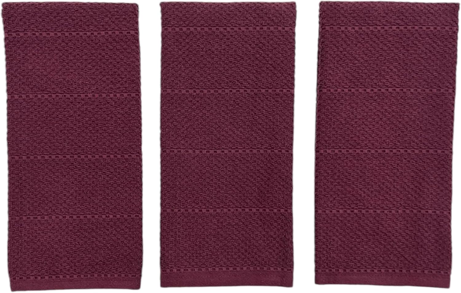 Purple Burgundy Wine Kitchen Hand Dish Towels: Oversized 28" x 18",100% Cotton Cloth Soft Cleaning Drying Absorbent Textured Design, Set of 3 Multipurpose for Everyday Use (Wine) - Image 5