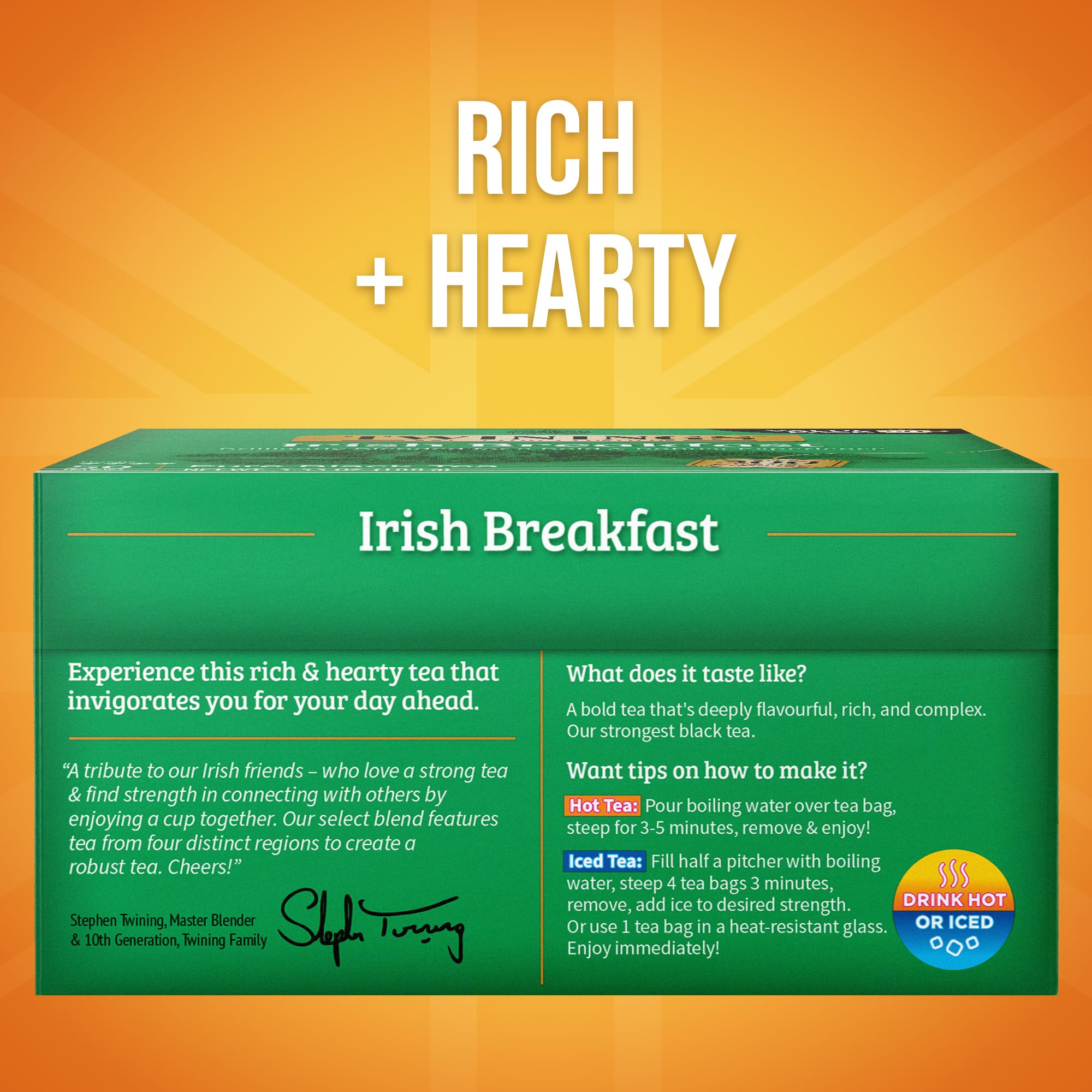 Twinings of London Irish Breakfast Black Tea Bags, 50 Count (Pack of 6)