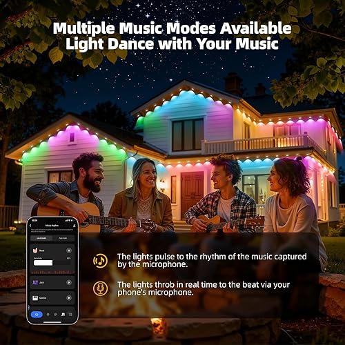 Miniatura 5 de Luces permanentes para exteriores para casa, IP67 impermeable con 72 luces de eternidad RGB+IC, luces permanentes de Navidad al aire libre de 150