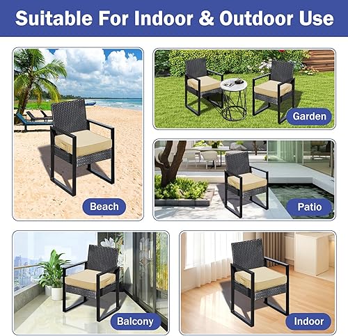 Miniatura 7 de Juego de 4 cojines para sillas de exterior, cojines impermeables para sillas de patio, 19 x 19 x 3 pulgadas, cojín de patio para muebles de