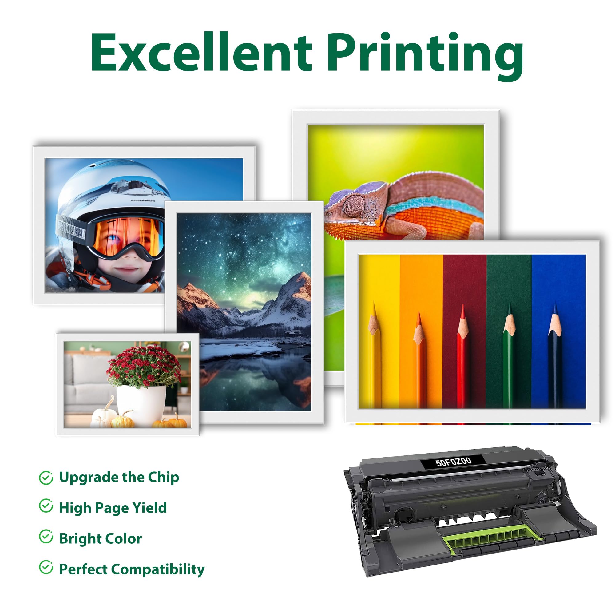 Unità di imaging di ricambio per stampante Lexmark 50F0Z00 per stampante serie MS310 MS312 MS315 MS410 MS415 MS510 MS610 MX310 MX410 MX510 MX511 MX610 MX611 Unità tamburo, 1-Confezione 50F0ZA0 500Z