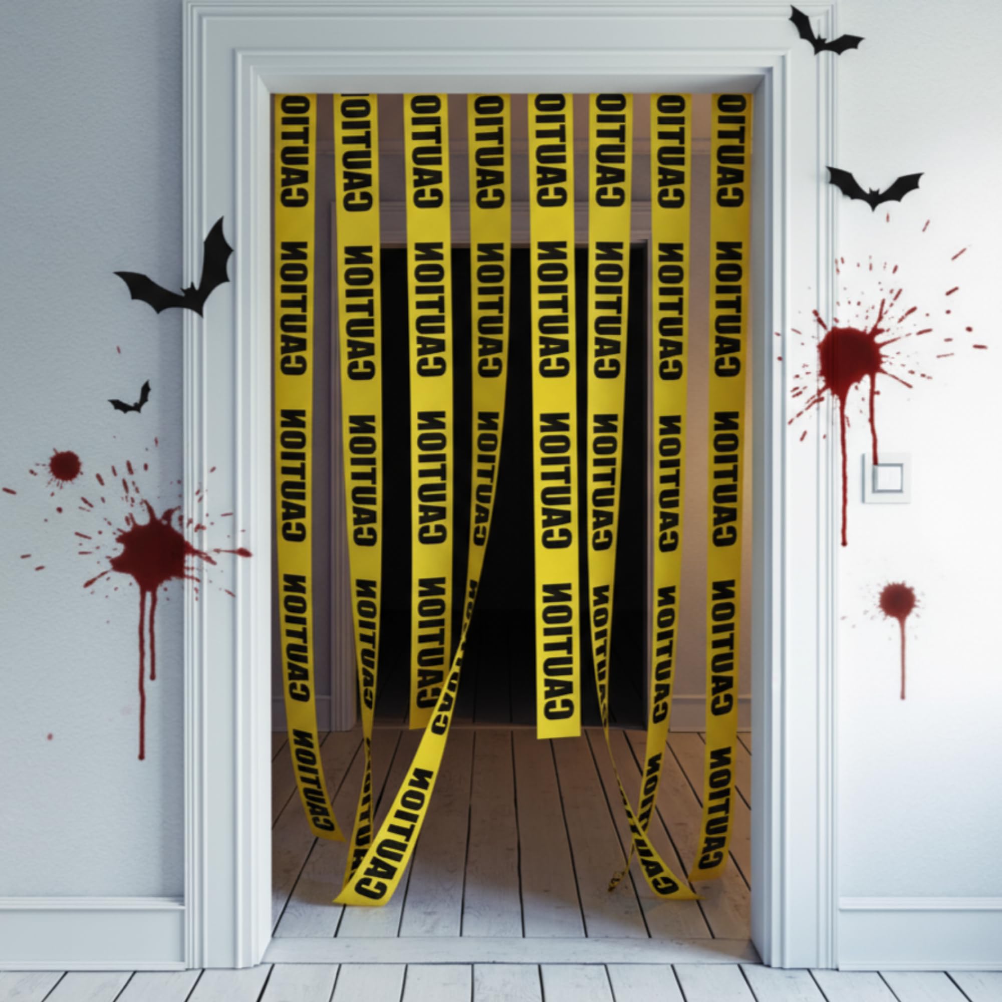 Tigeen 1 Pack Caution Tape Curtain for Halloween Party Decoration Crime Scene Caution Tape Yellow Black 3 Inch x 30 ft Scary Warning Halloween Fright