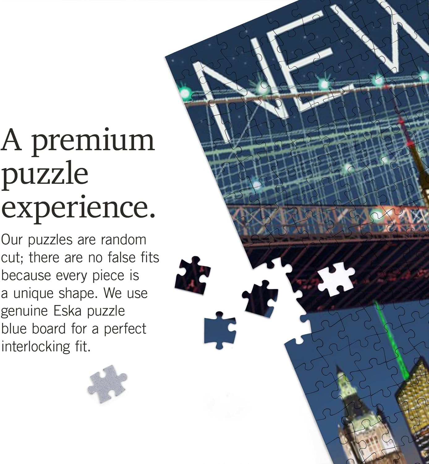 Lantern Press New York City, NY, Skyline at Night, 1000 Piece Jigsaw Puzzle for Adults, Made in USA with Reference Poster