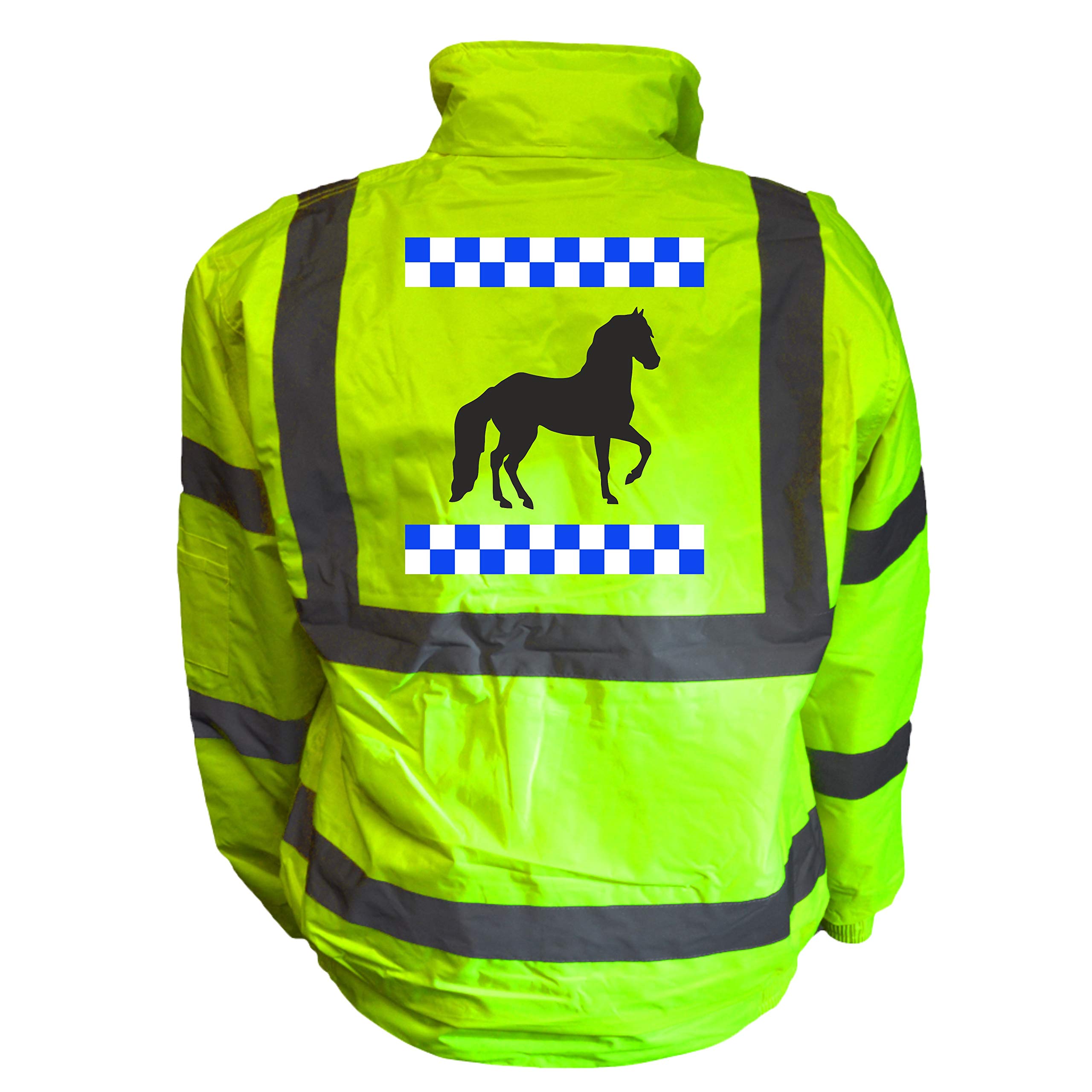 Horse Image SILLITOE Yellow Hi Vis Bomber Jacket Reflective, Equestrian, Horse Riding, Conforms to EN20471 Class 3, High Visibility, By Brook Hi Vis, XLarge