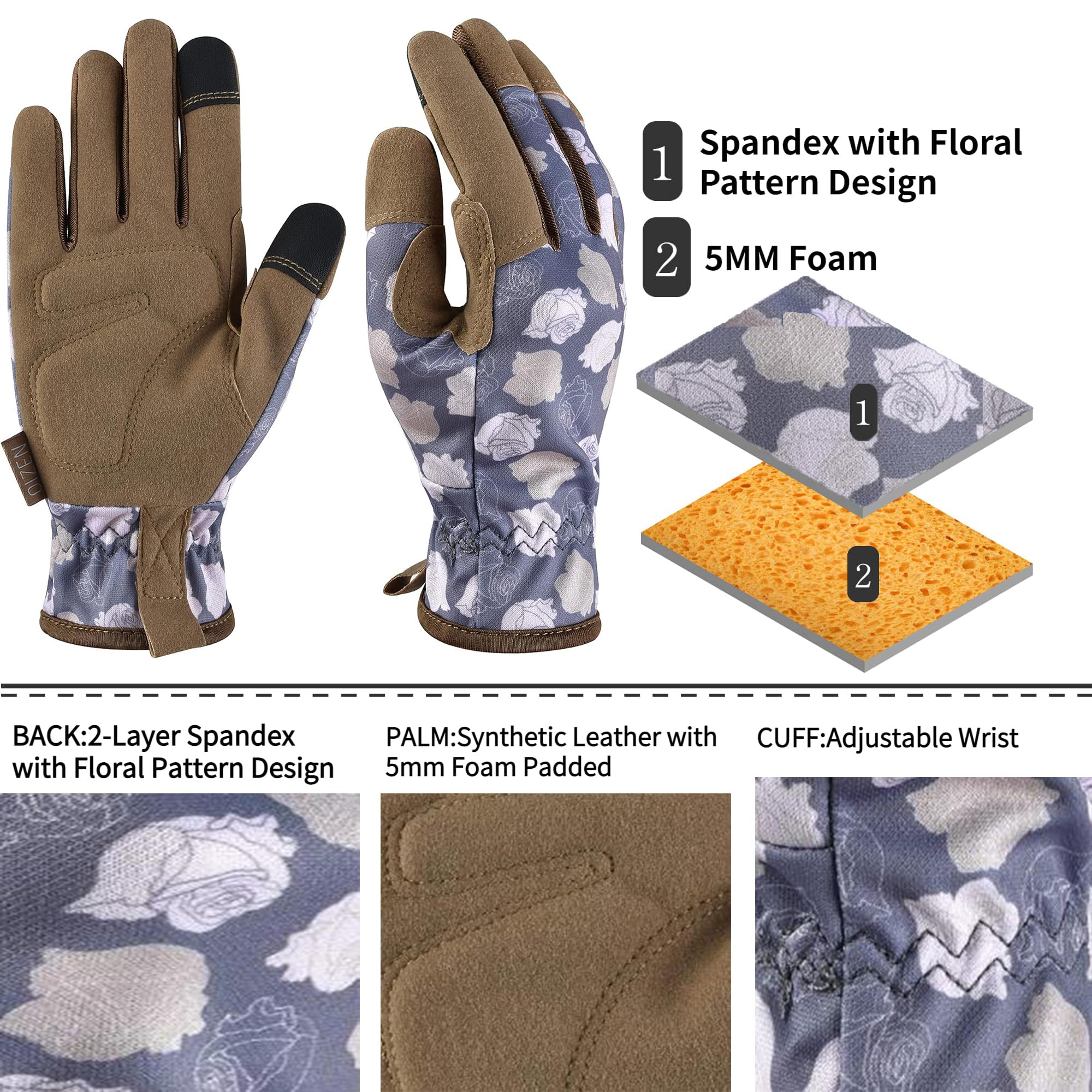 OIZEN Gardening Gloves for Women and Men Garden Gloves with Touch Screen, Thorn Proof Puncture Resistant Working Gloves - Image 4