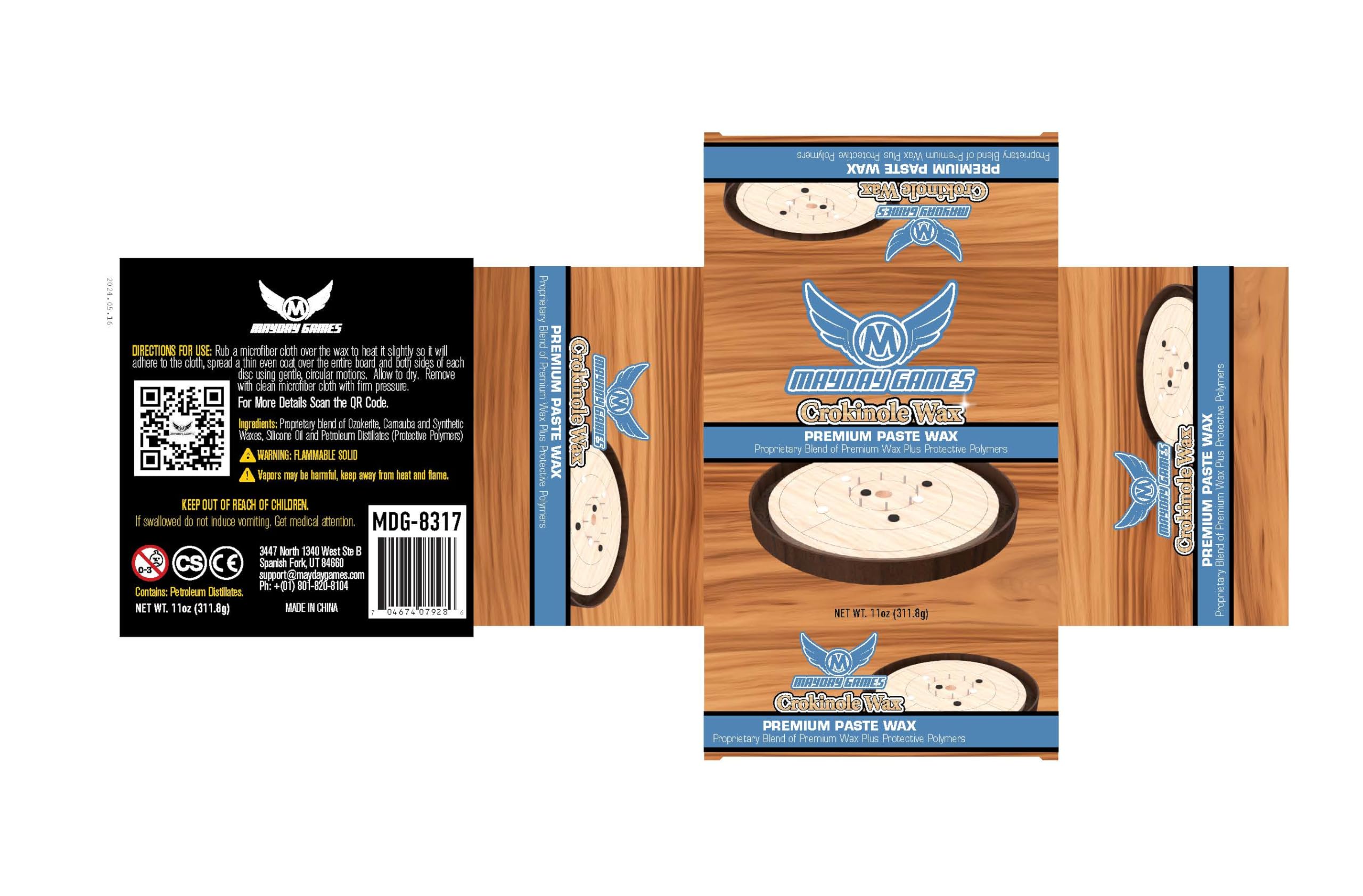 Mayday Games Crokinole Wax (11-Ounce Tin)