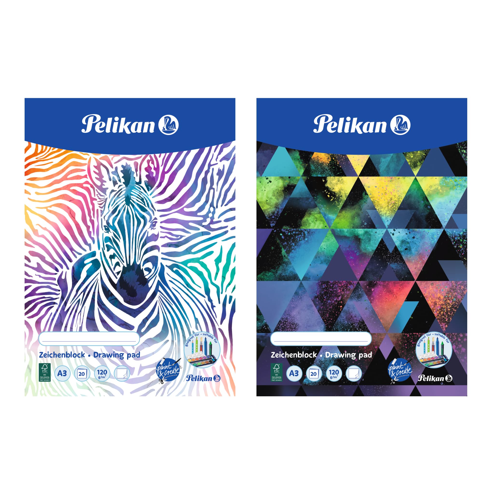 Pelikan 1 x A3 Drawing Pad 20 Sheets Assorted Designs - No Motif Selection - White (236799)