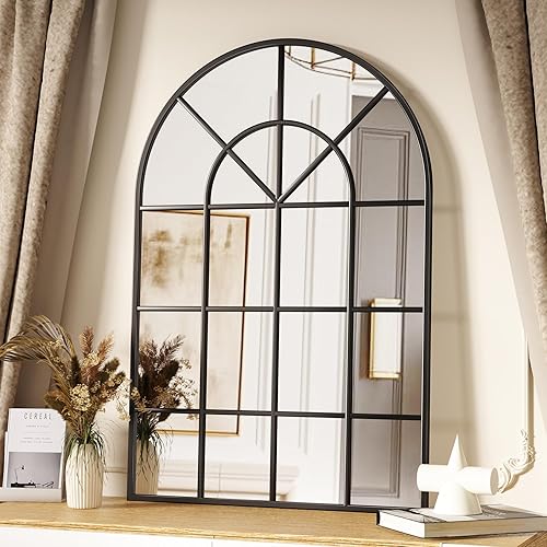 Miniatura 3 de Suidia Espejo de pared, rectangular de 24 x 36 pulgadas, espejos decorativos para ventana, marco de metal, decoración de pared de granja, espejo de