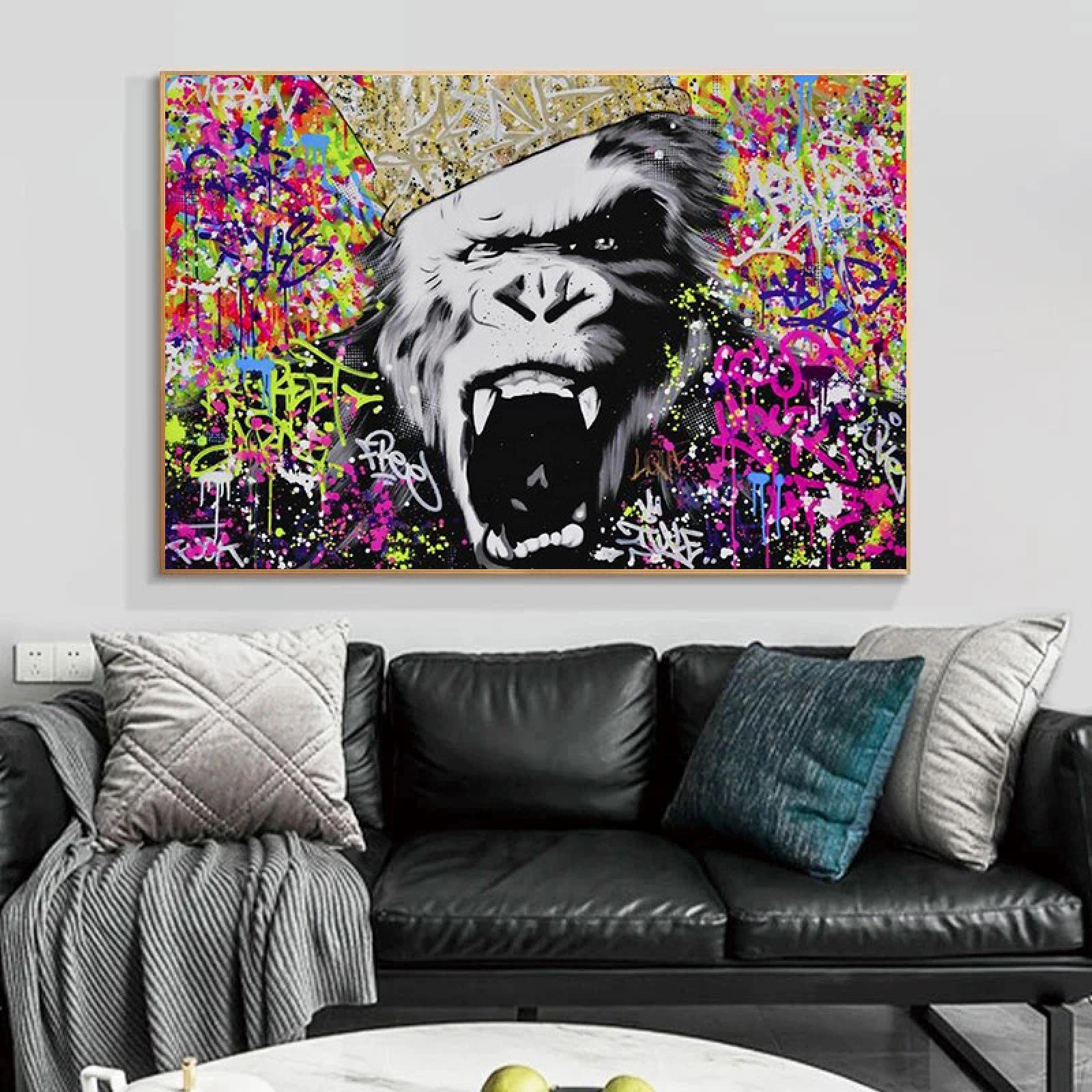 Toile graffiti animaux abstraits pour masquer un mur blanc - 8