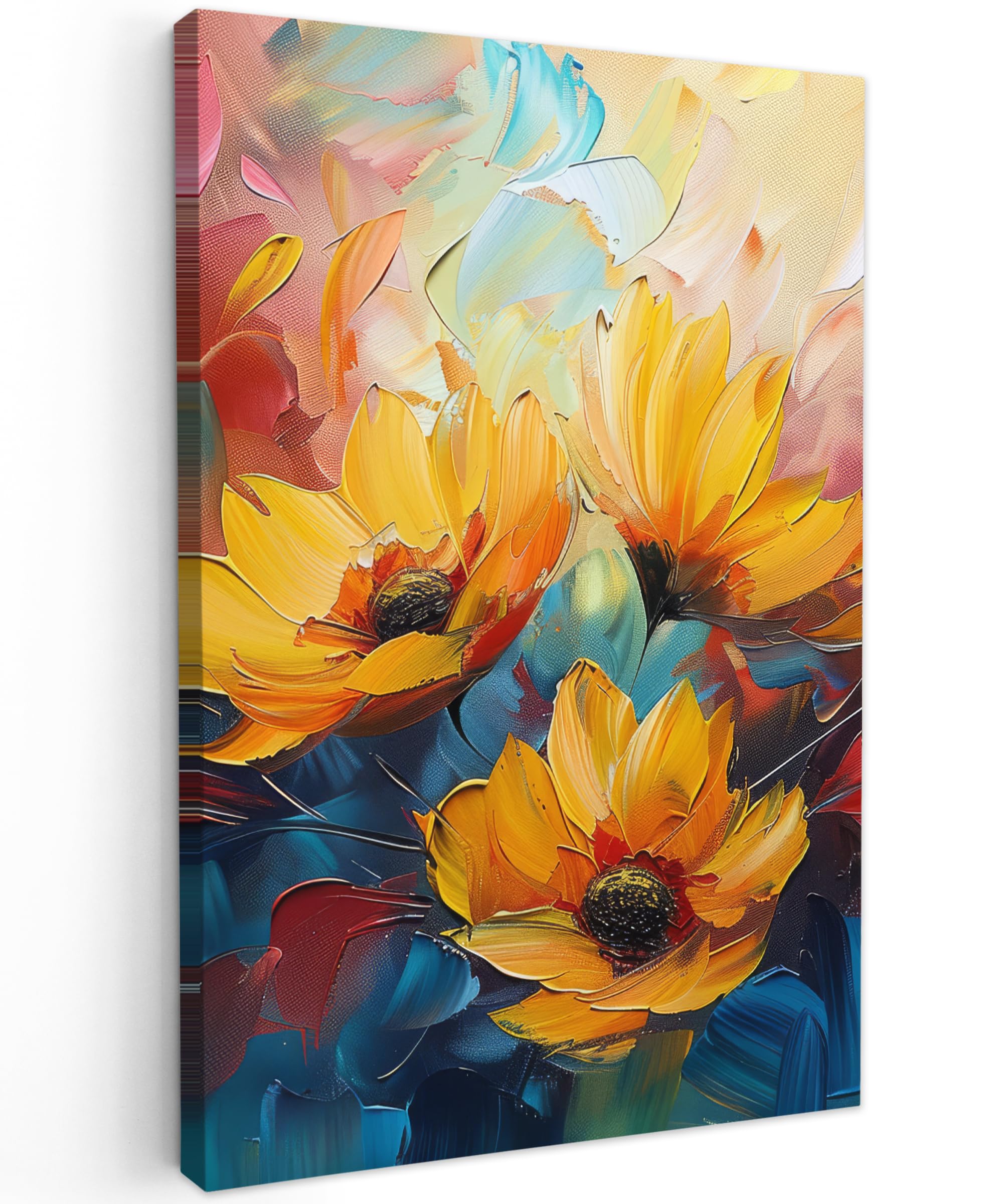 MuchoWow© Quadros Decoração Sala 60x90 cm Cuadros Decoracion Dormitorios Lienzos Decorativos para Dormitorios Modernos Flores - Dalia - Arte - Naranja - Acuarela