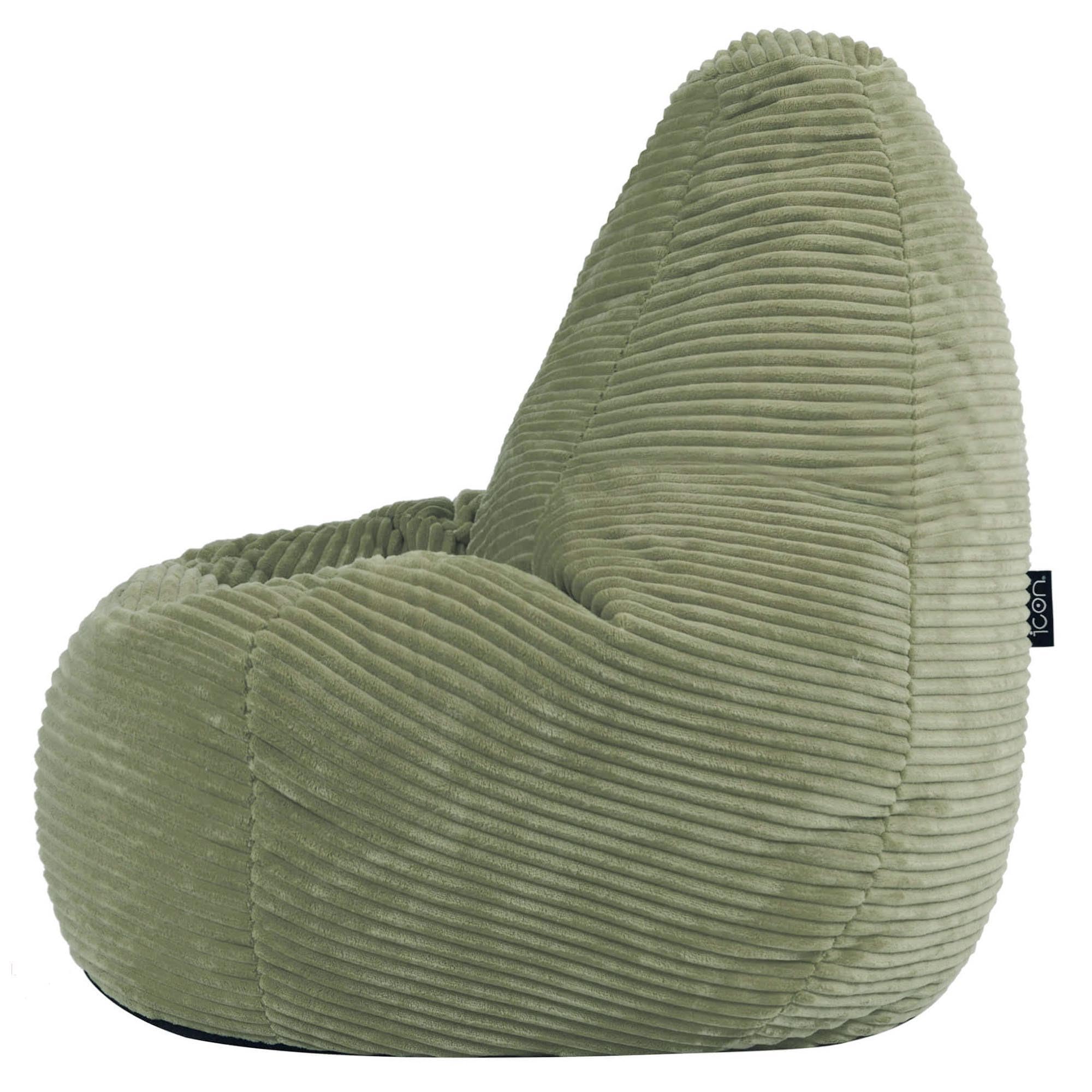Icon Dalton Sitzsack Kinder, Salbeigrün, Flauschiger Cord Stoff, Sitzsack Cord mit Füllung, Bequemer Kinder Gaming Sessel, Kuschelsessel, Lese Sessel, Schlafzimmer, Kinderzimmer, Spielzimmer