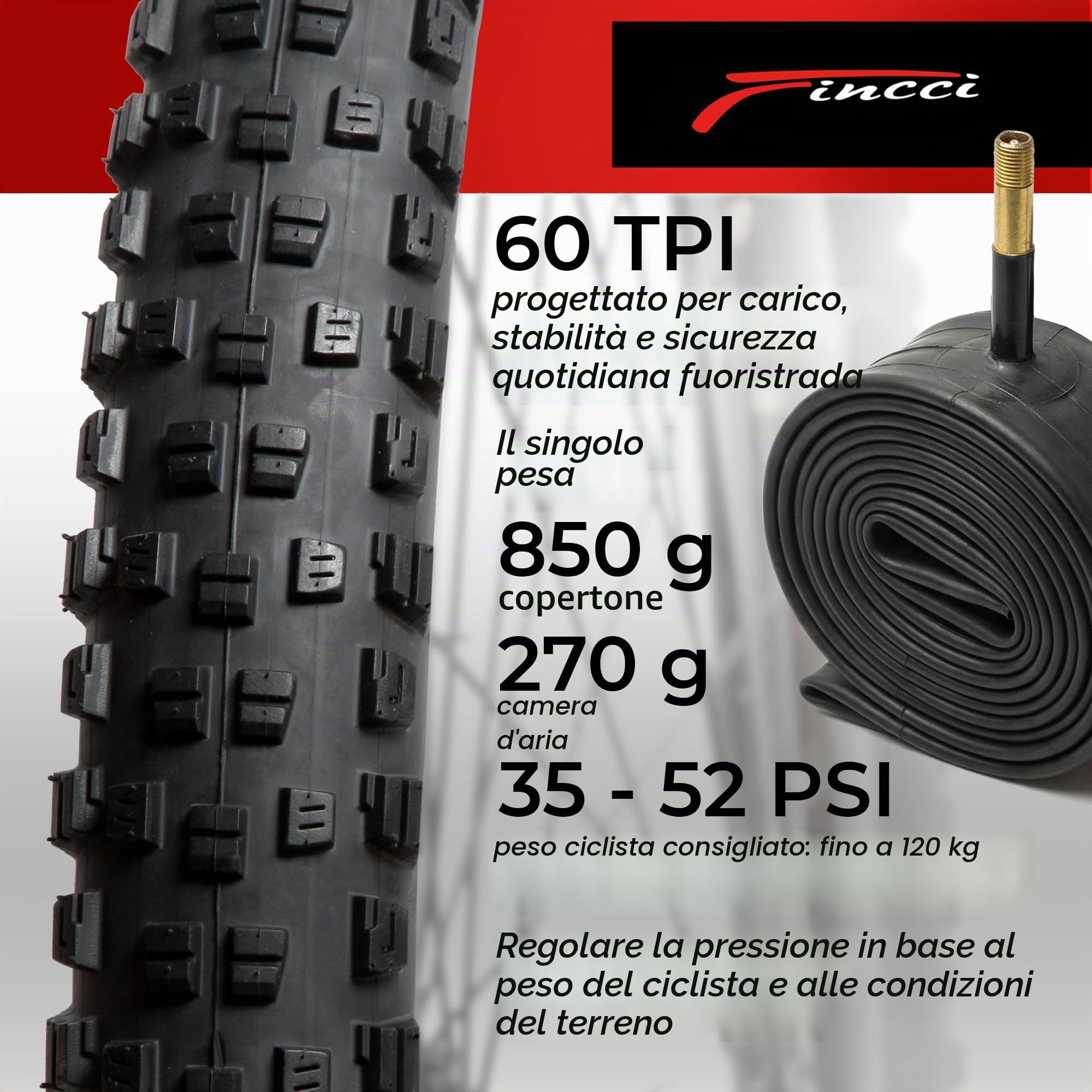 Fincci Bici Copertoni MTB 29 x 2.25 - Set di Nero Pneumatici Pieghevoli 29" con Protezione Antiforatura 1 mm e 2 Camere d'aria 57-622 - Imballaggio Gomme 29" per Gravel & Mountain & E bike