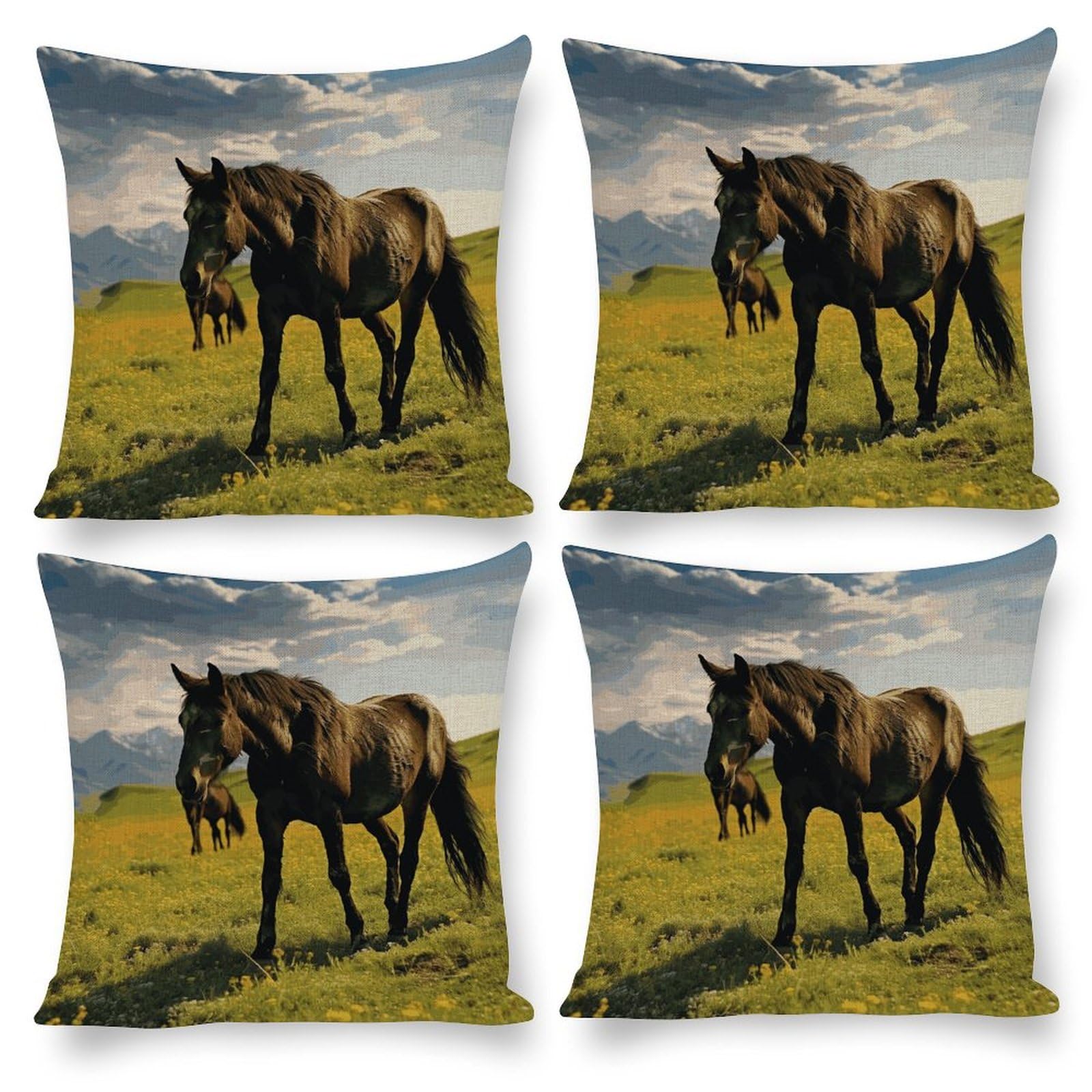 Housse de coussin chevaux sauvages pour sublimer le canapé du salon