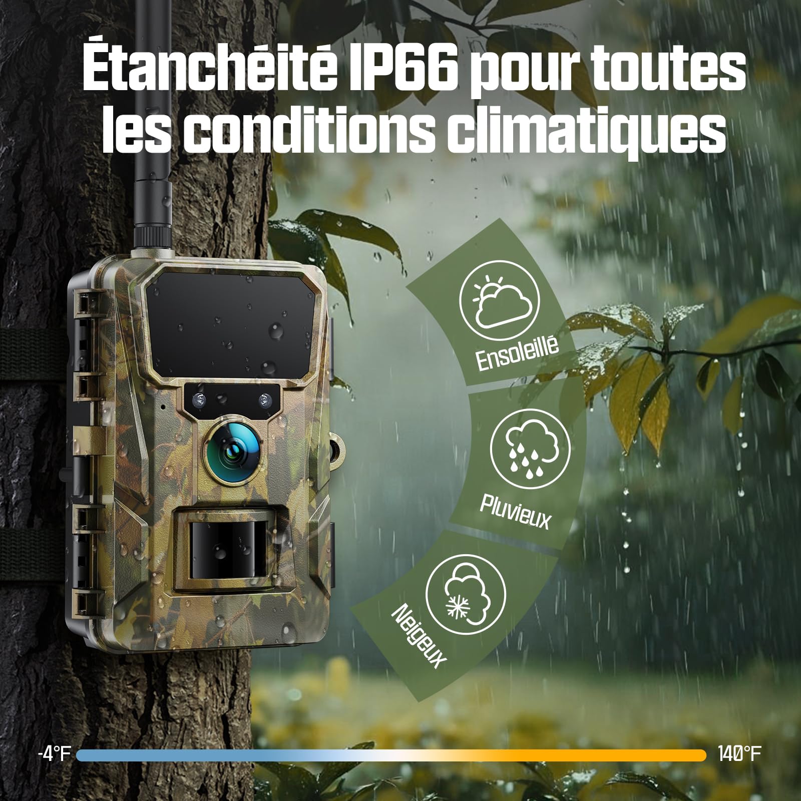 CEYOMUR 4G LTE Camera de Chasse, 2K HD Caméra de Chasse avec SIM Card | Vision Nocturne Infrarouge et Activée par Le Mouvement Piege Photographique pour la Surveillance de la Faune