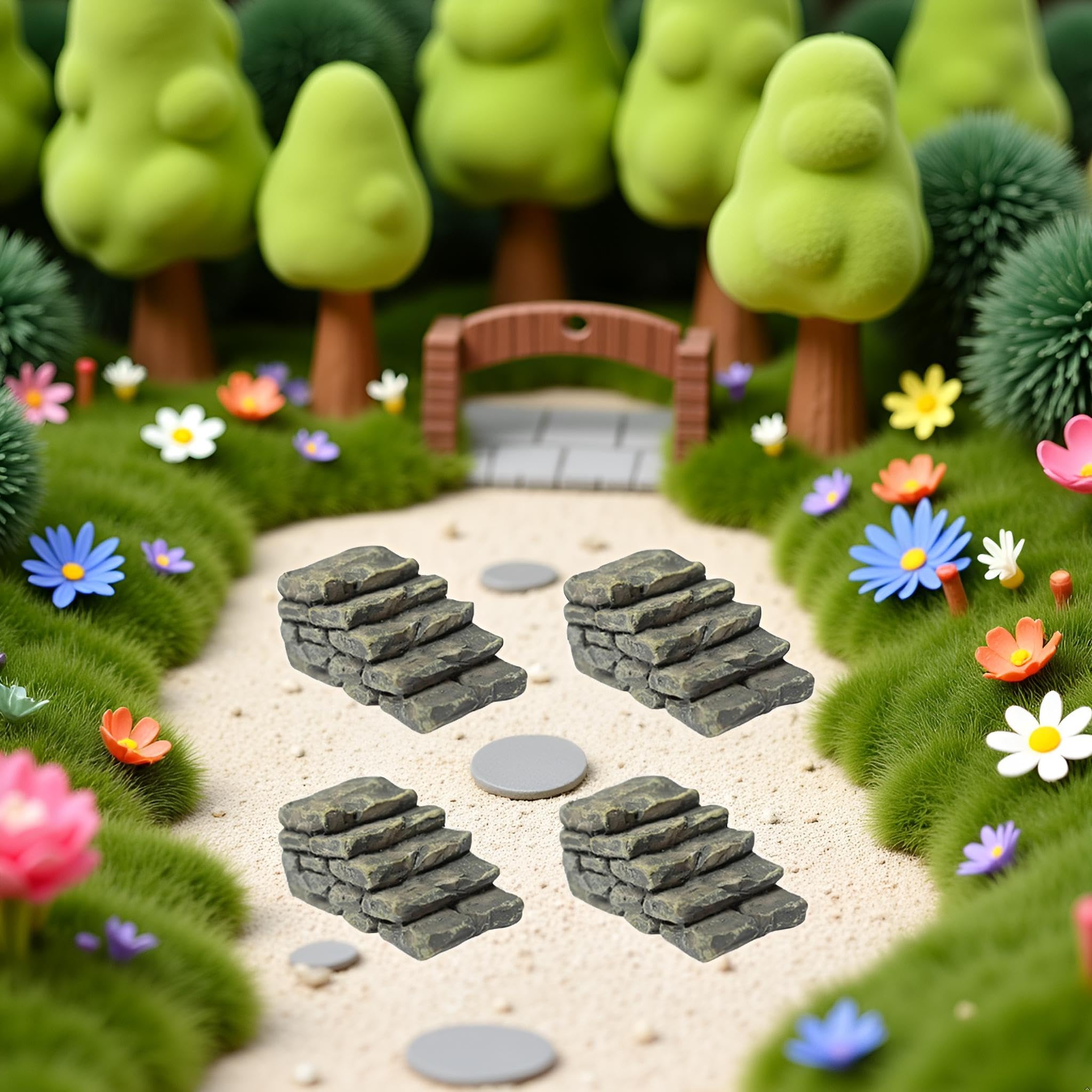 Ensemble de décorations miniatures de jardin féérique - Mini pont de jardin, phare, puits d'eau, étang - Figurines pour loisirs créatifs - Parfait pour les accessoires de fée et les loisirs créatifs