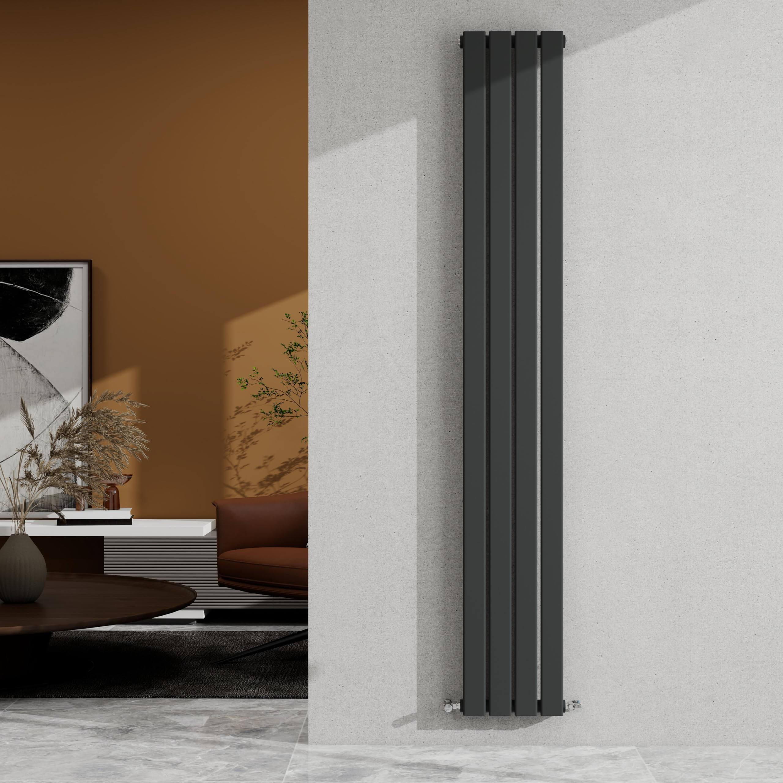 Sky Bathroom Anthracite 1800×272Mm Vertical Designer Radiator Single Panel Modern Central Heating Flat Panel Rad 2076 Btu
