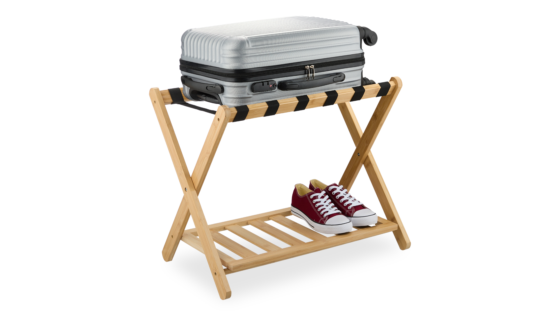 Portavaligie Da Camera Relaxdays - In Bambù Pieghevole | Reggivaligia Per Hotel E Casa - Foto 11