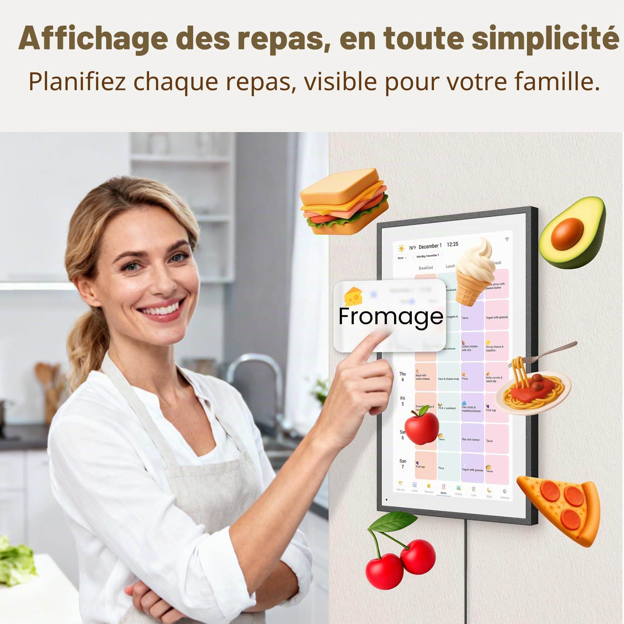 Dragon Touch 15,6" Calendrier Numérique - Calendrier Mural Électronique, Agenda Familial avec Mémoire de 32 Go, Calendrier de Bureau Intelligent à Écran Tactile, Cadre Photo Numérique WIFI, TM15 Noir