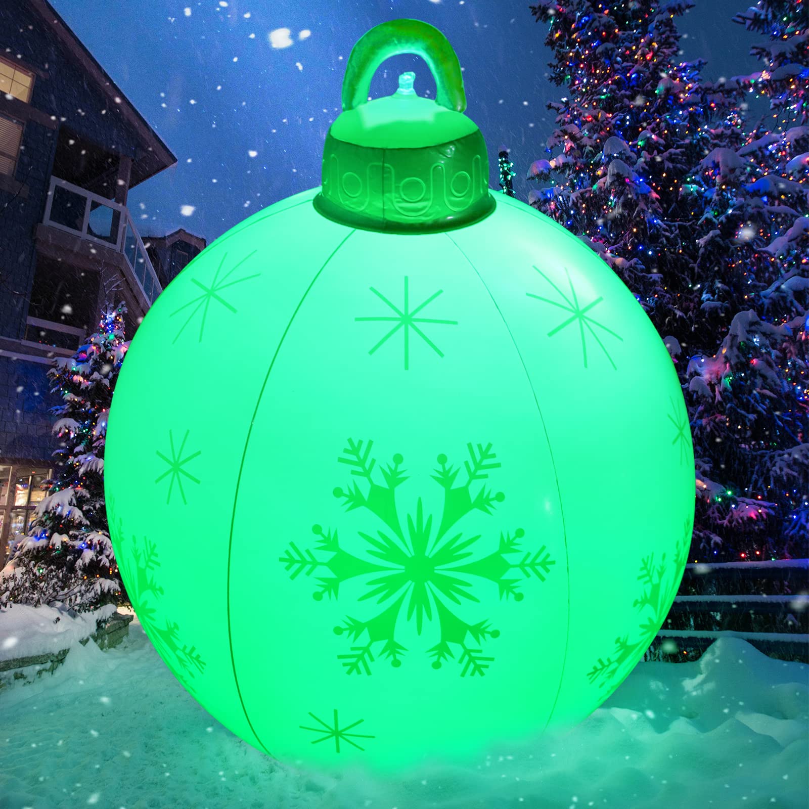 SGQCAR 24 Inch Christmas Inflatable Decoration Ball with LED Light,Multiple Adjustable Lighting Modes,Inflatable Christmas Ball for Christmas Party Holiday Garden Yard Indoor and Outdoor Decorations