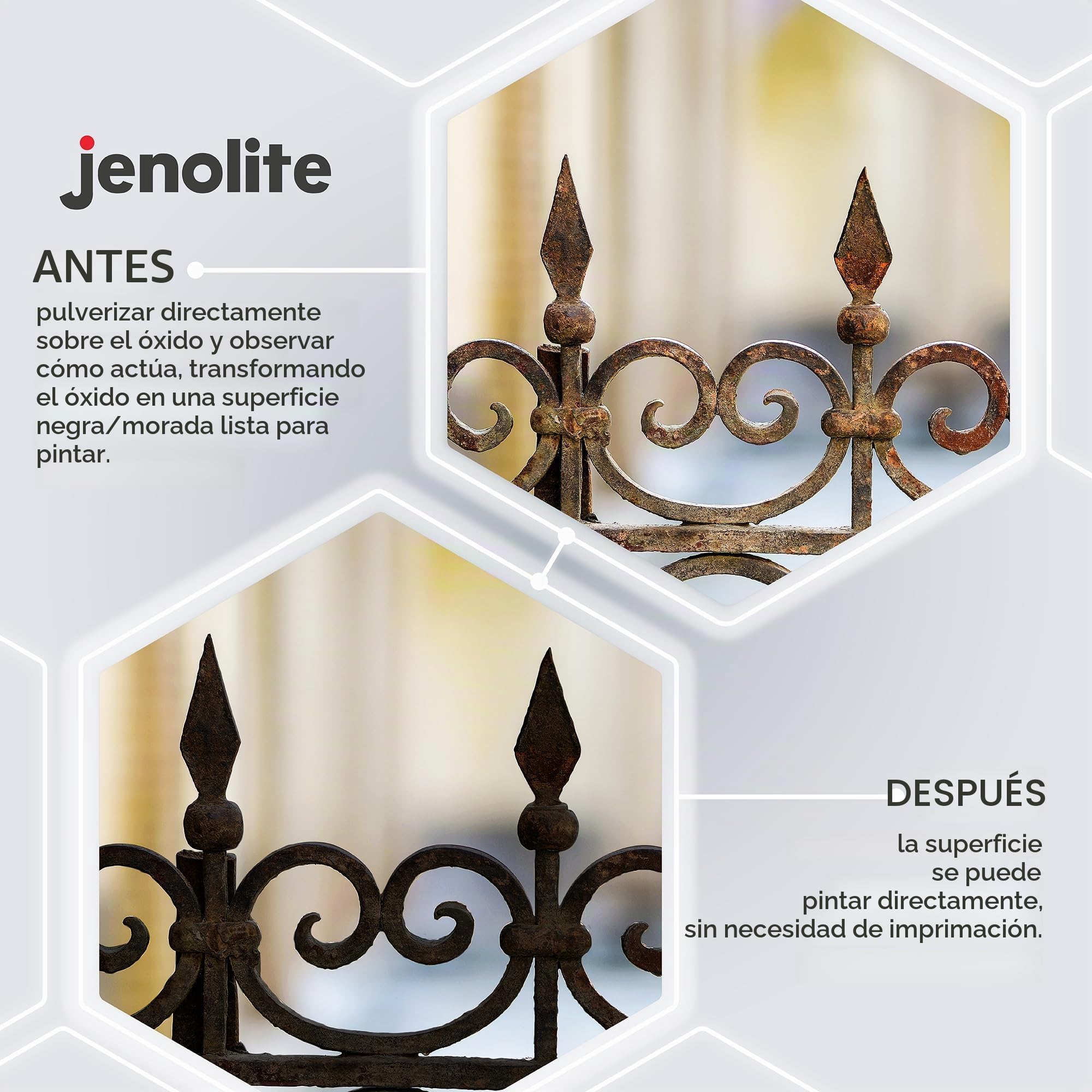 JENOLITE Convertidor de óxido spray | 500 ml | Tratamiento para óxido