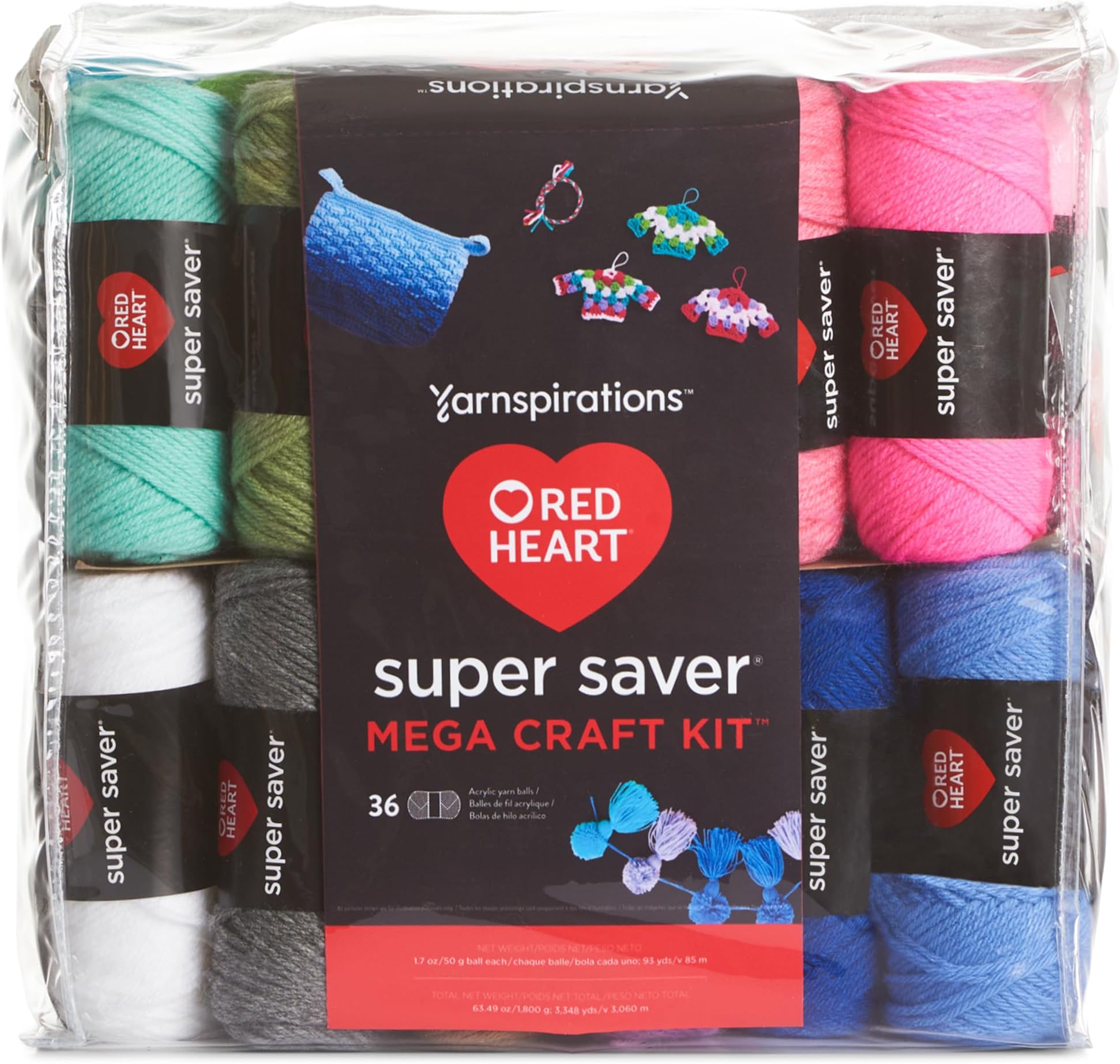 Red Heart Super Saver Mega Yarn Craft Kit for Crochet and Knitting and Amigurumi Projects, Acrylic