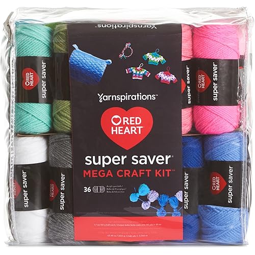 Red Heart Super Saver Mega Yarn Craft Kit for Crochet & Knitting & Amigurumi Projects