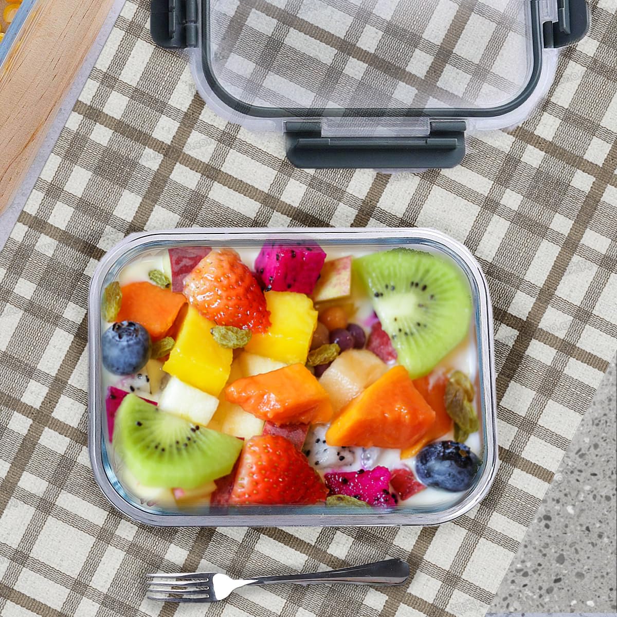 Glasbehälter für Mahlzeiten, luftdichte und auslaufsichere Lunchboxen, wiederverwendbar, mikrowellengeeignet, mit Deckel, 10 Stück