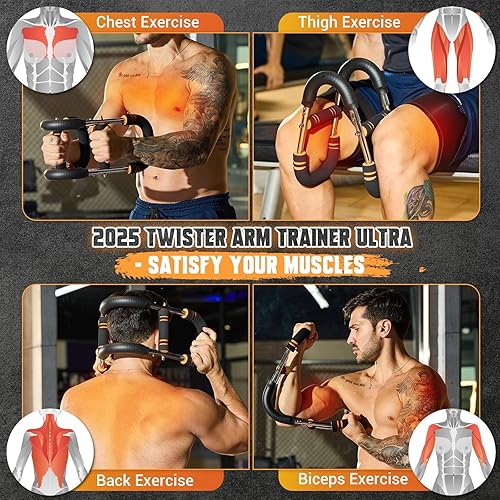 Miniatura 6 de Entrenador de brazo Twister, ejercitador de pecho de brazo giratorio de resistencia ajustable con póster de entrenamiento para hombres y mujeres,