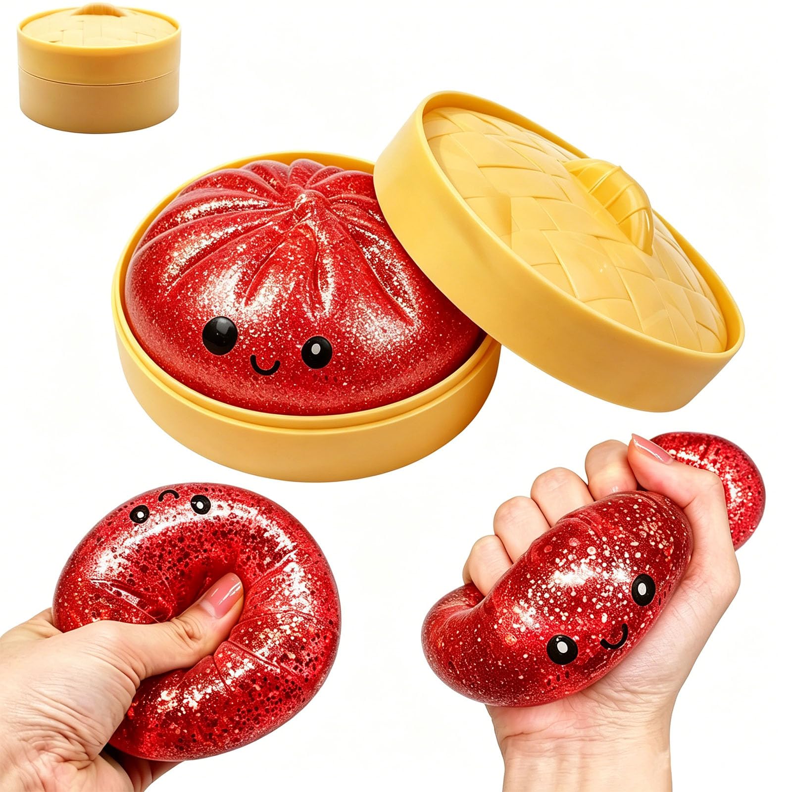 Glitter Dumpling Squishy Toys, Glitter Squishy Dumpling Toy with Mystery Box, Cute Rainbow Dumplings Soft Fidget Toy, Dough Ball Stress Relief Sensory Toys for Adults Kids Birthday Party Favor — image 1