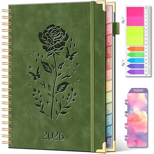2026 Planner Hardcover Weekly & Monthly Calendar Planner for Women Jan 2026 - Dec 2026 8.5" x 11" Daily Agenda Book with Tabs Spiral Bound Inner Pocket Perfect for School Office
